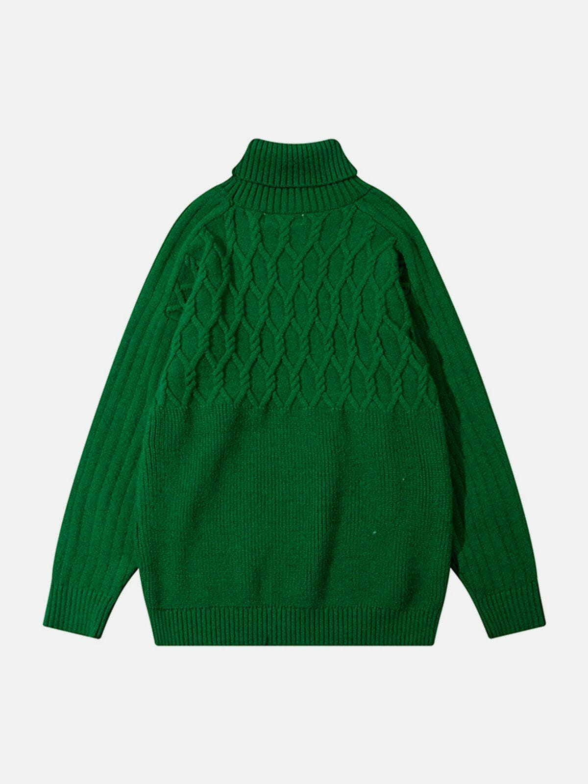 Cozy Braided Turtleneck Sweater - Y2K Fashion Essential for Aesthetic Outfits