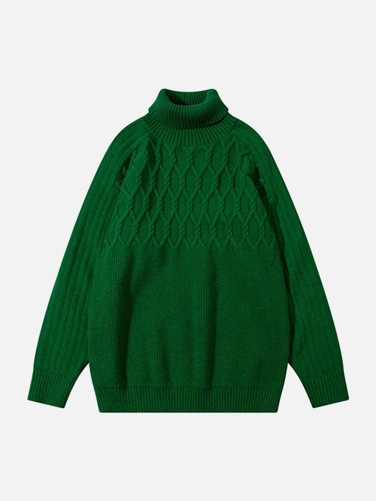 Cozy Braided Turtleneck Sweater - Y2K Fashion Essential for Aesthetic Outfits