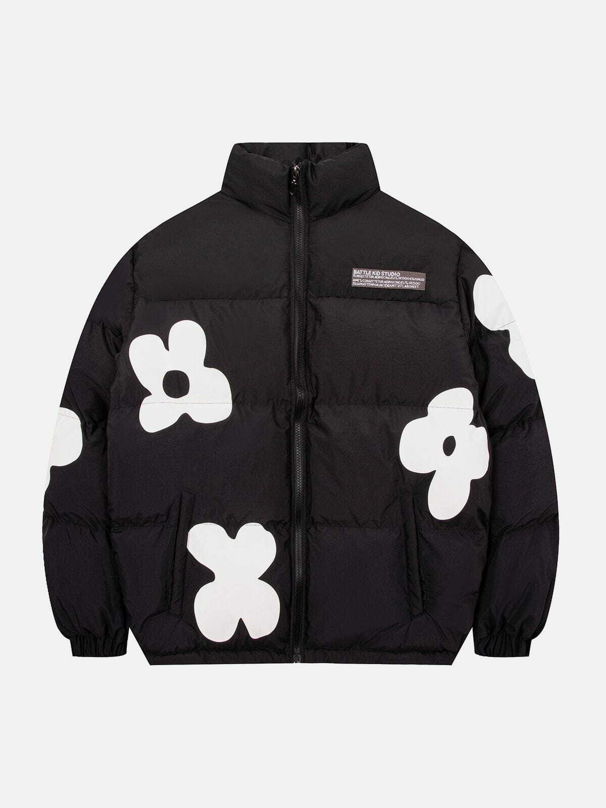 Cozy Flower Patchwork Winter Coat - Y2K Aesthetic, Cute Layering for Fall & Winter