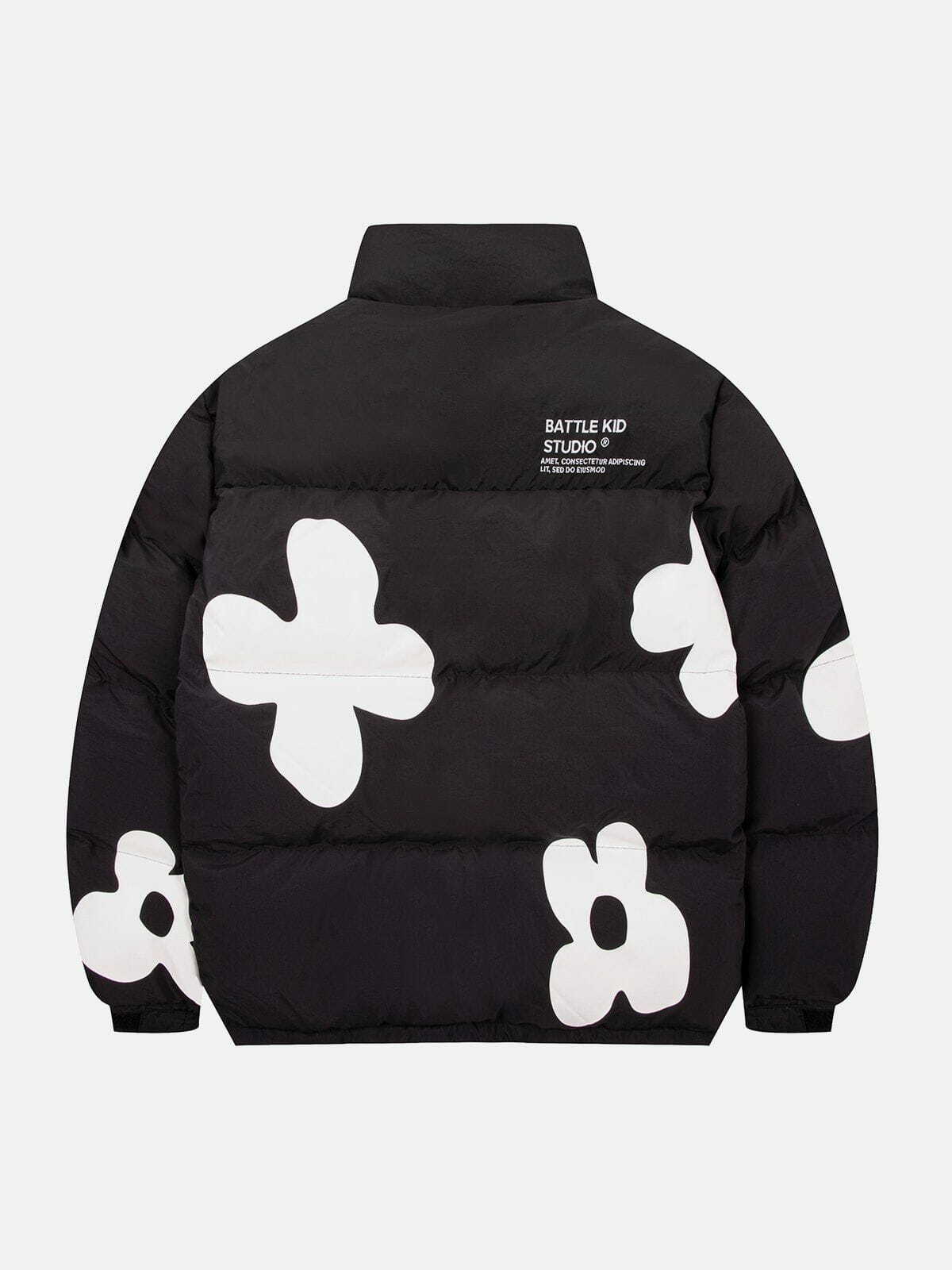 Cozy Flower Patchwork Winter Coat - Y2K Aesthetic, Cute Layering for Fall & Winter