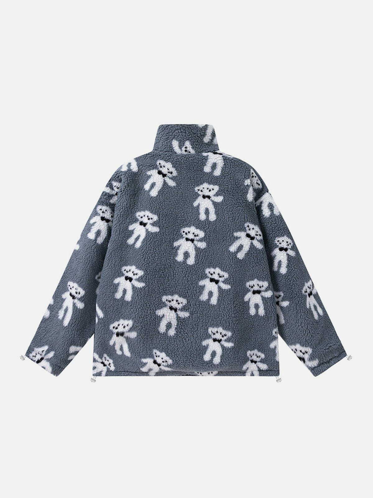 Cozy Full Print Bear Reversible Winter Coat - Y2K Aesthetic, Cute & Comfy Style