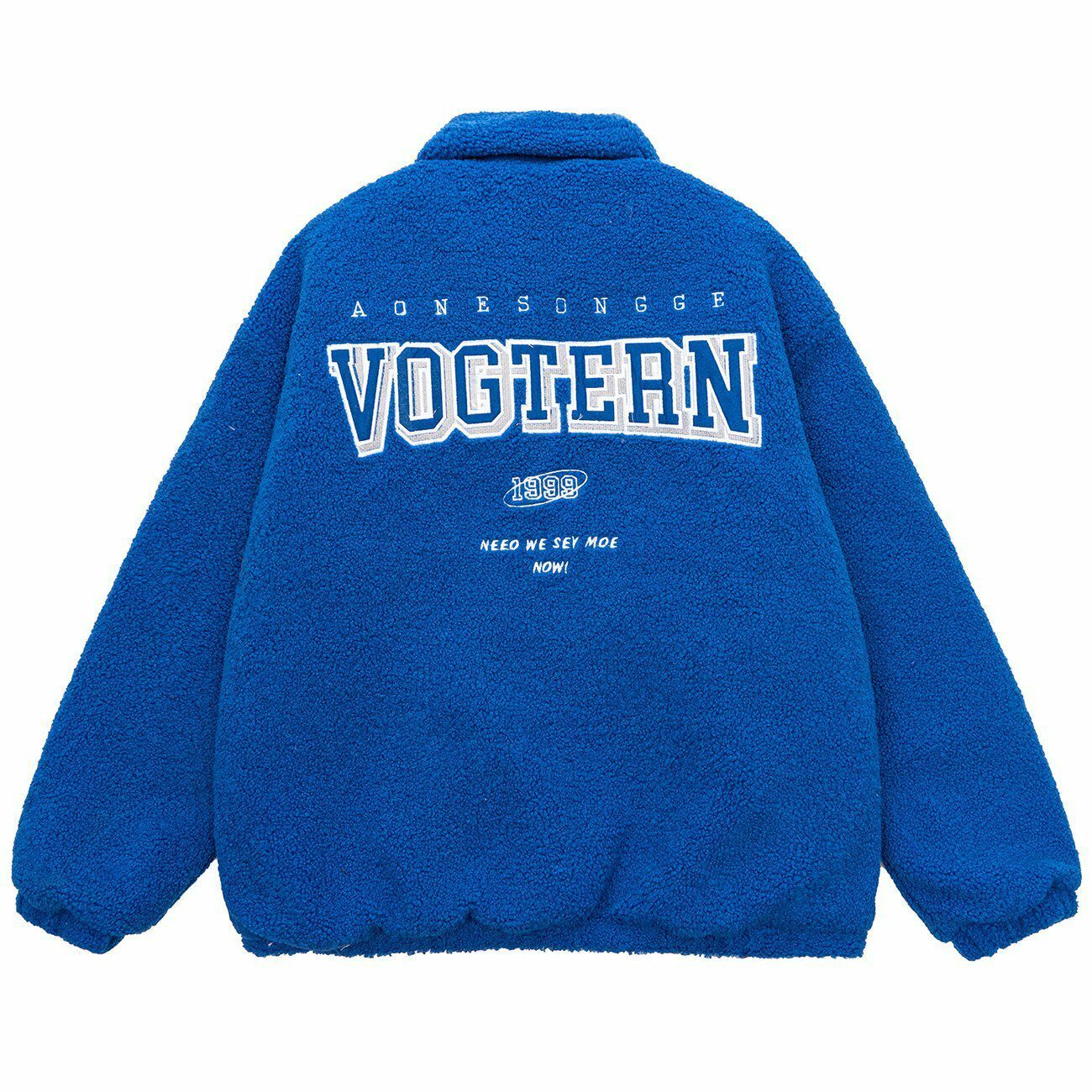 Cozy Letter Embroidery Sherpa Winter Coat - Y2K Aesthetic Essential for Comfy Style