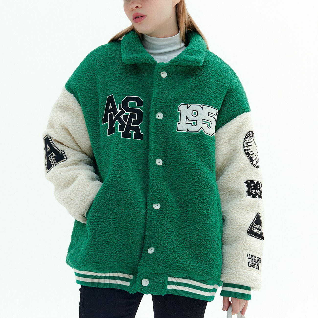 Cozy Letter Embroidery Sherpa Winter Coat - Y2K Aesthetic, Grunge Style, Comfy Fashion