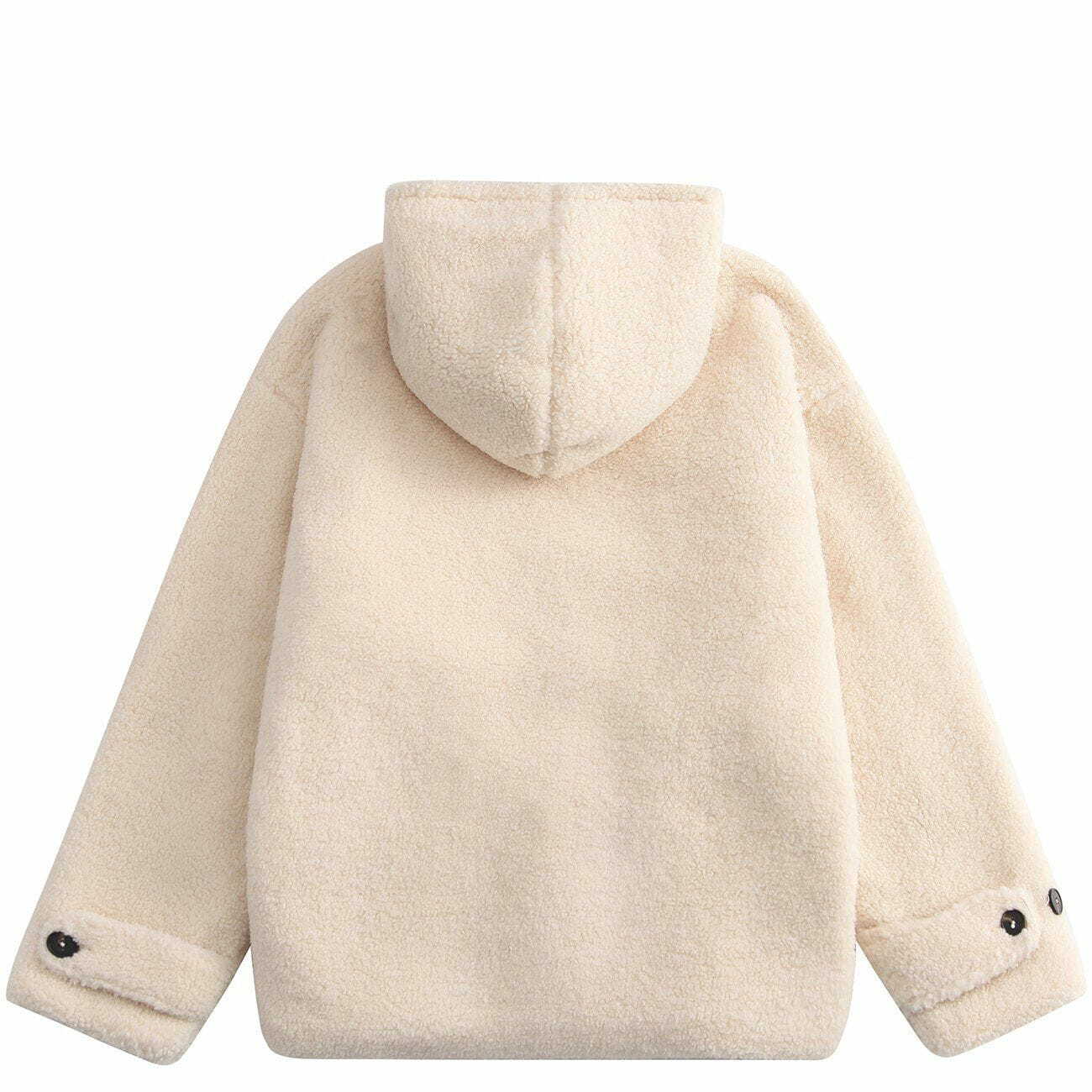 Cozy Love Button Hooded Sherpa Winter Coat - Y2K Aesthetic, Cute & Comfy Style