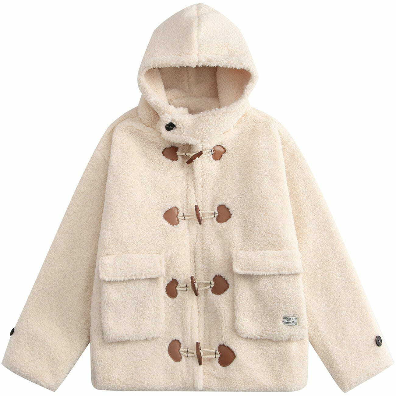 Cozy Love Button Hooded Sherpa Winter Coat - Y2K Aesthetic, Cute & Comfy Style