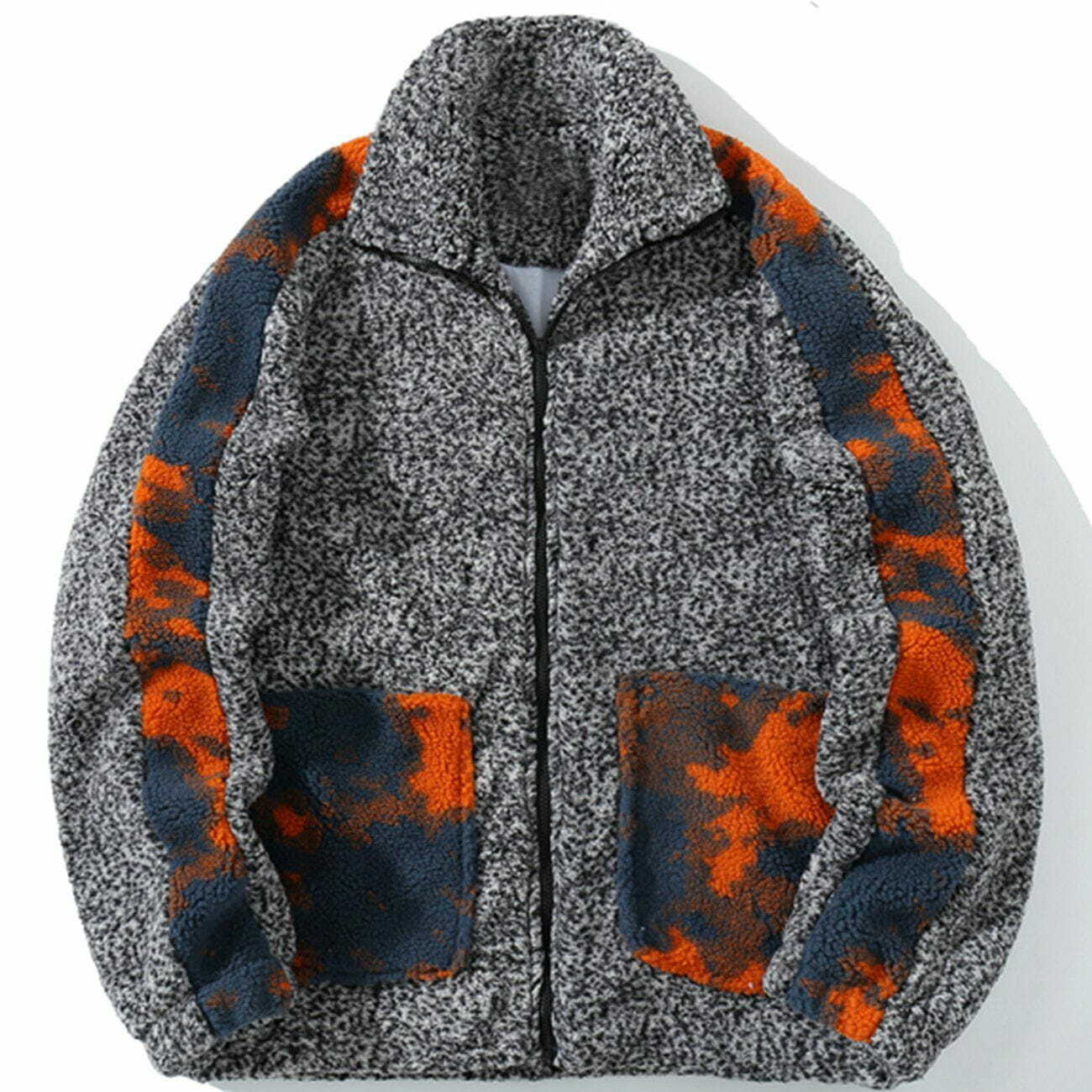 Cozy Patchwork Camouflage Sherpa Winter Coat for Y2K Fashion & Grunge Aesthetic Lovers