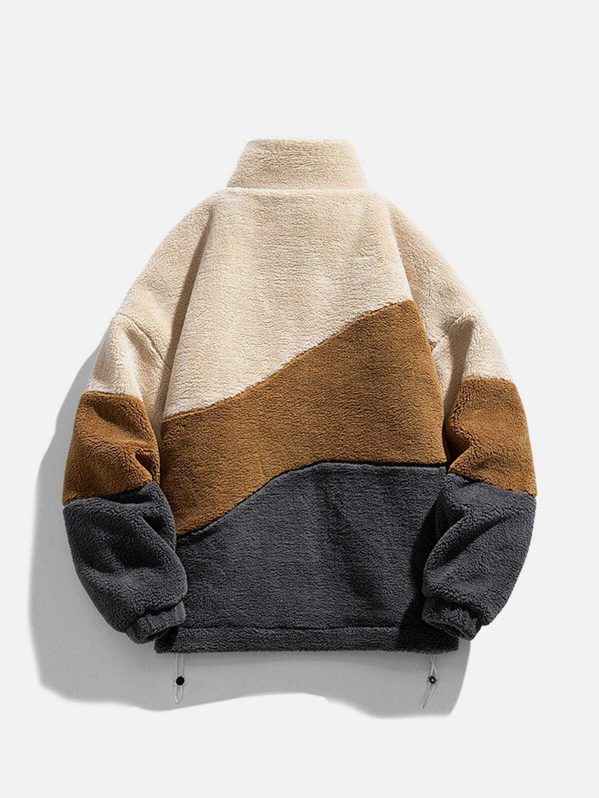 Cozy Patchwork Sherpa Winter Coat - Y2K Aesthetic, Grunge Style, Comfy Layering Essential