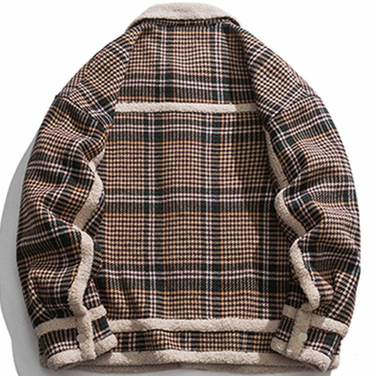 Cozy Plaid Sherpa Winter Coat - Y2K Aesthetic Outerwear for Grunge and Coquette Styles