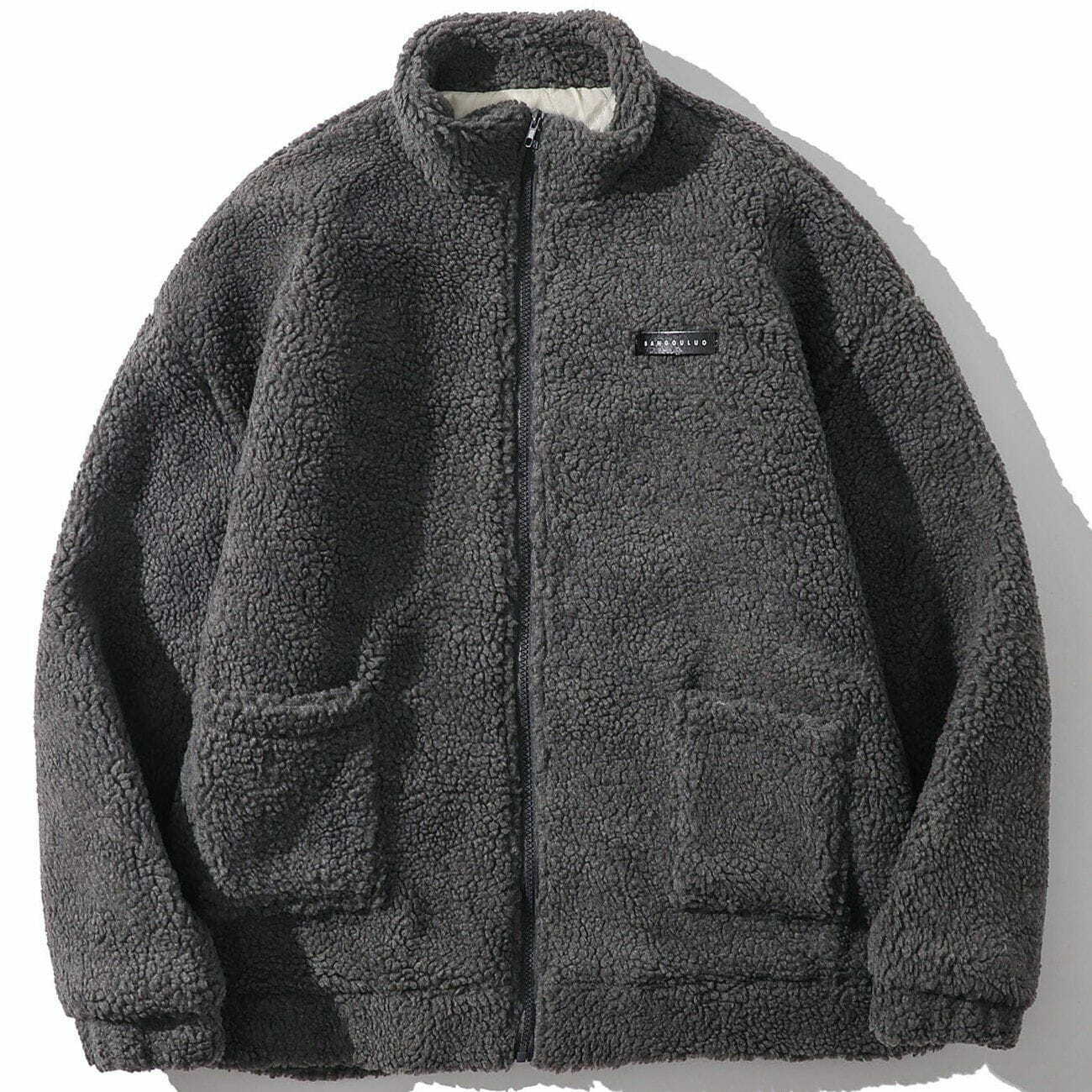 Cozy Sherpa Winter Coat in Y2K Style - Perfect for Grunge Aesthetic & Comfy Outfits