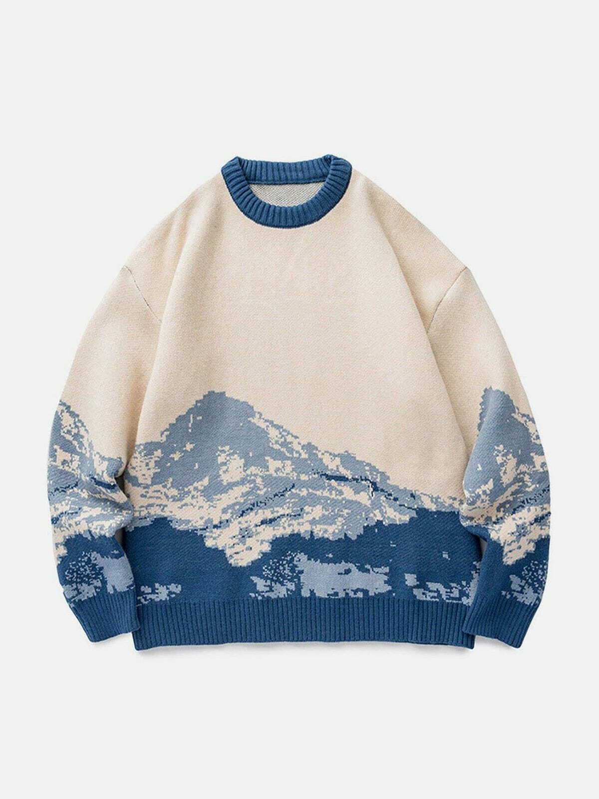 Cozy Snow Mountain Gradient Knit Sweater - Y2K Aesthetic, Cute Tops for Fall Fashion