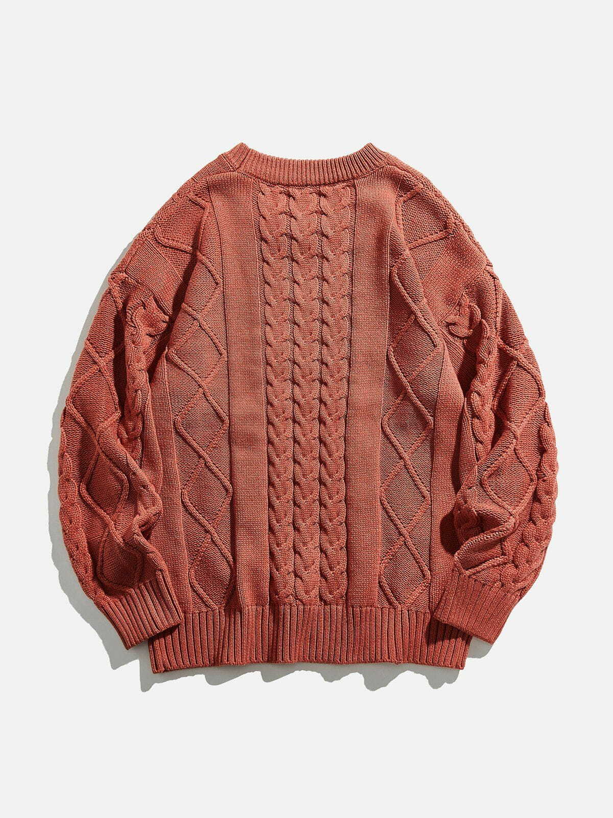 Cozy Solid Braided Sweater - Y2K Fashion Essential for Aesthetic Outfits & Comfy Style