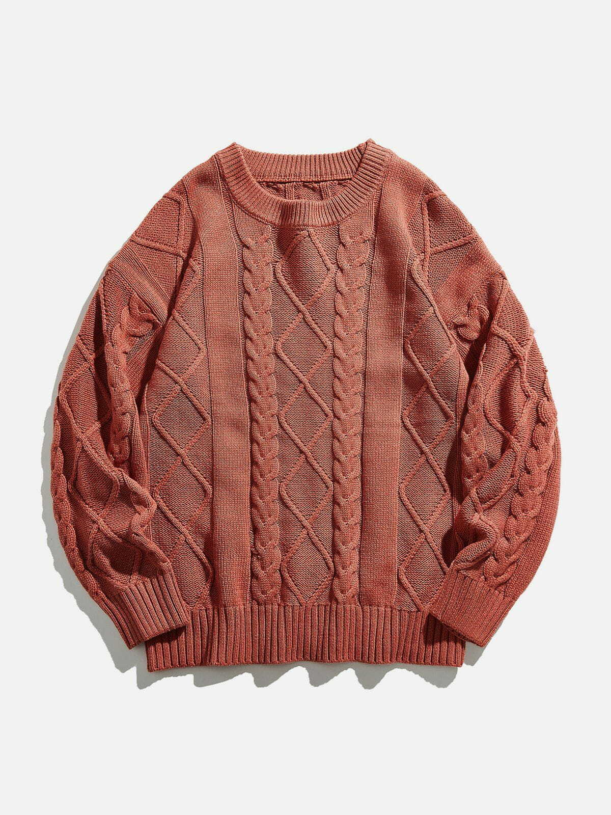 Cozy Solid Braided Sweater - Y2K Fashion Essential for Aesthetic Outfits & Comfy Style