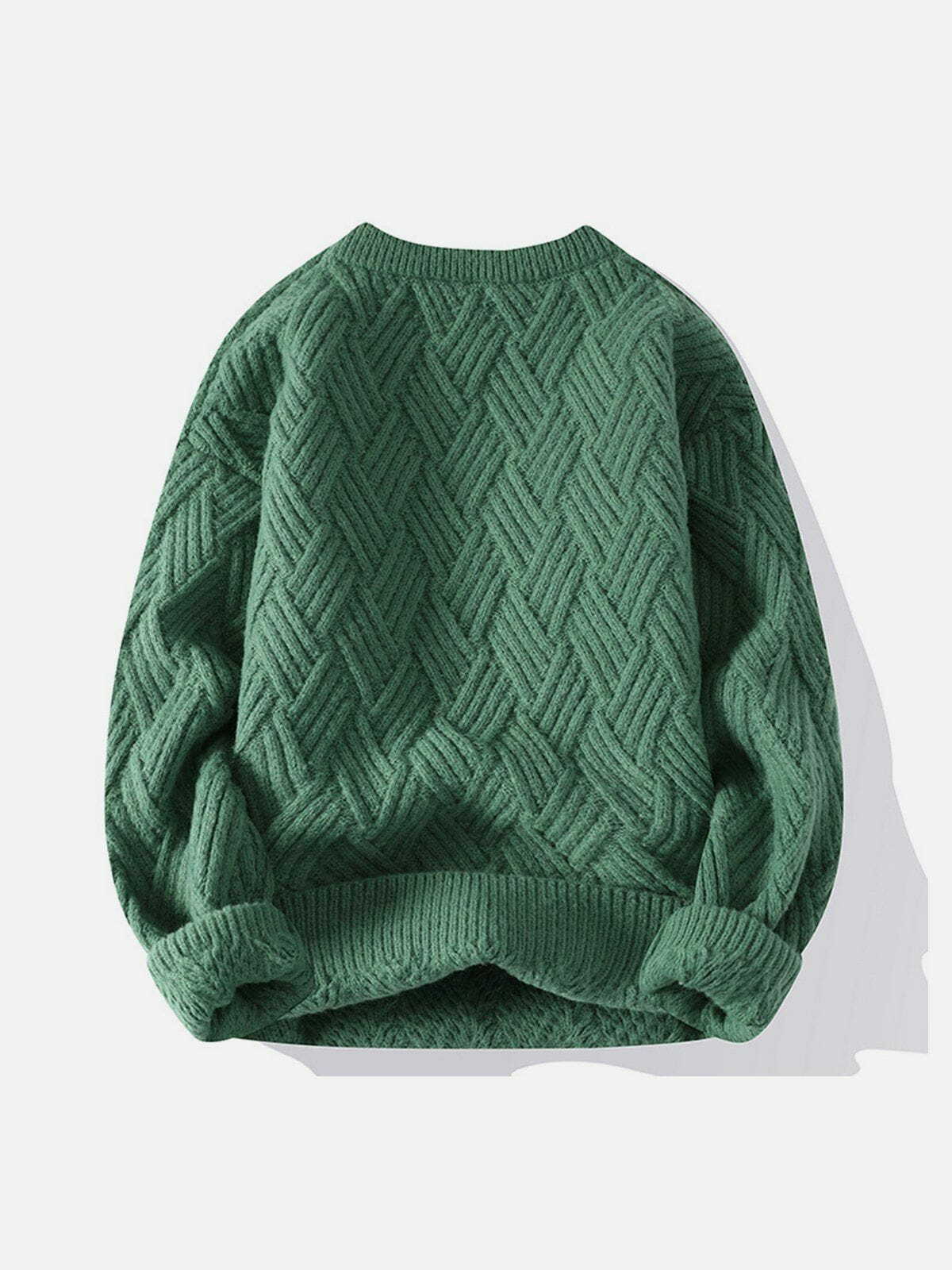 Cozy Solid Color Weave Sweater - Y2K Fashion Essential for Aesthetic Outfits & Grunge Style