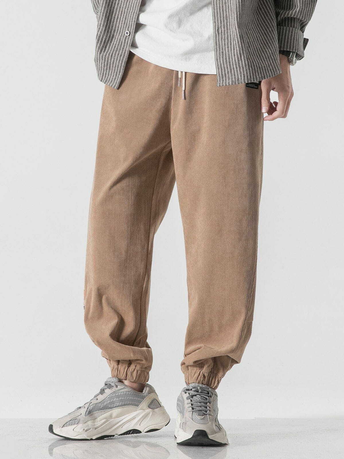 Cozy Solid Corduroy Sweatpants for Y2K Fashion Lovers - Perfect for Grunge & Aesthetic Outfits