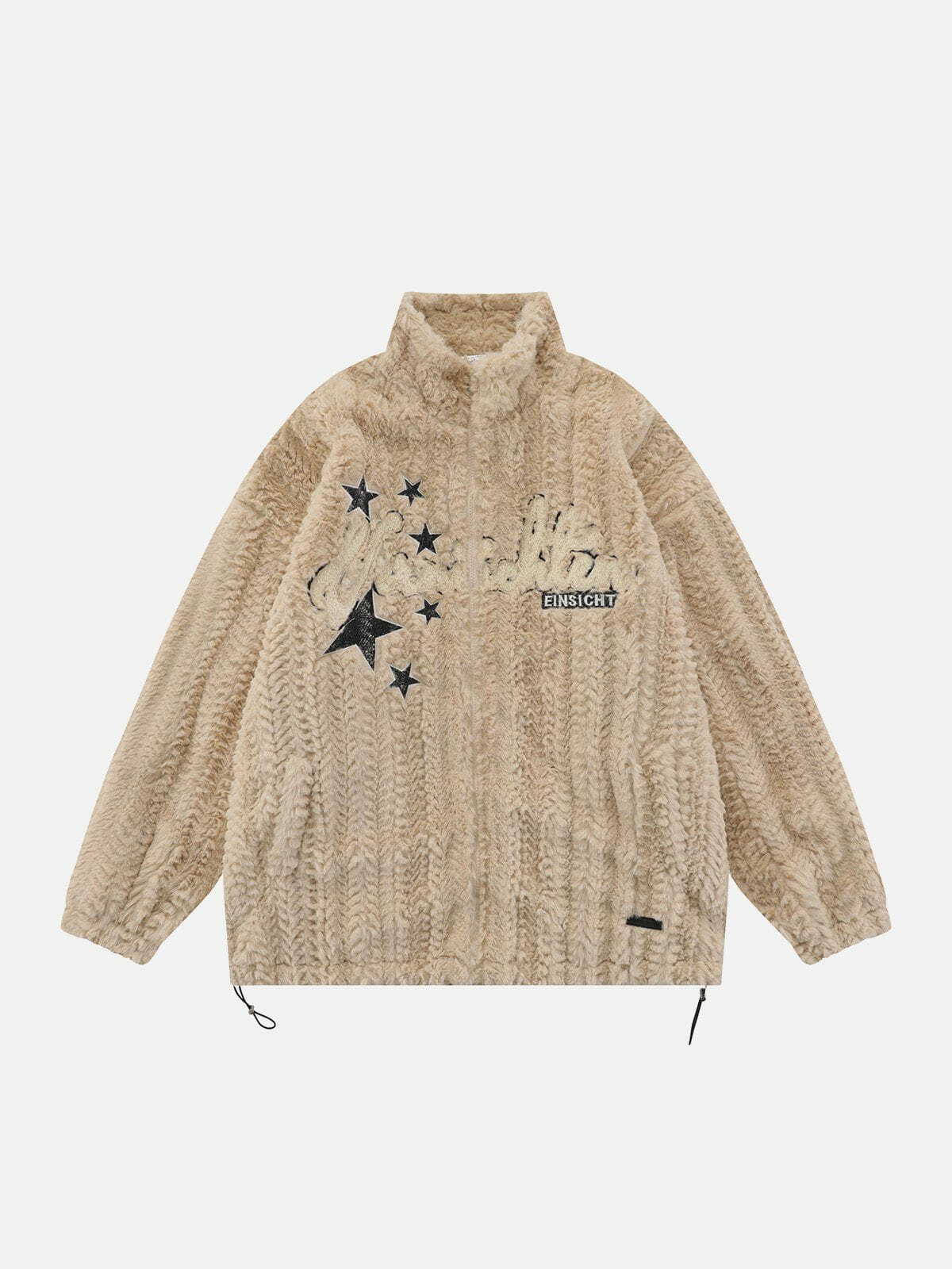 Cozy Star Embroidered Sherpa Hoodie for Y2K Fashion, Grunge Aesthetic, and Cute Outfits