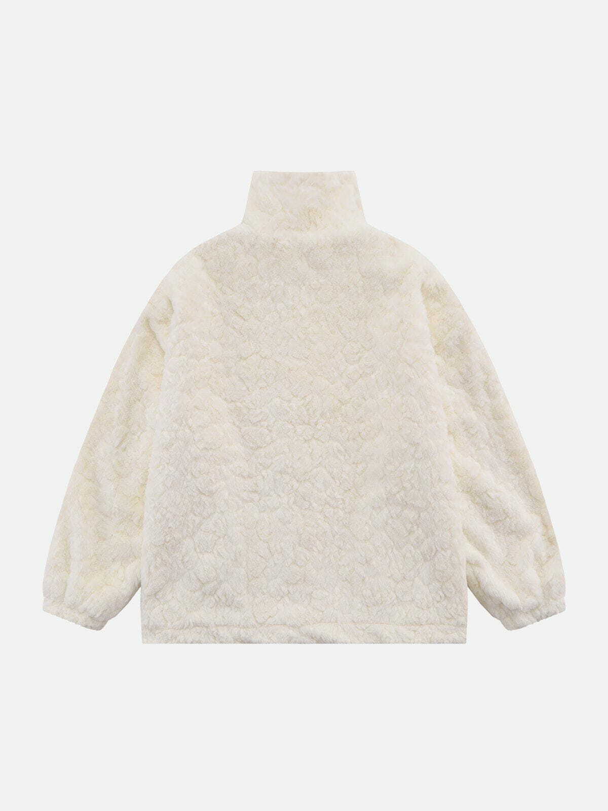 Cozy STAR Embroidery Plush Winter Coat - Y2K Aesthetic, Cute Tops, Comfy Layering Essential