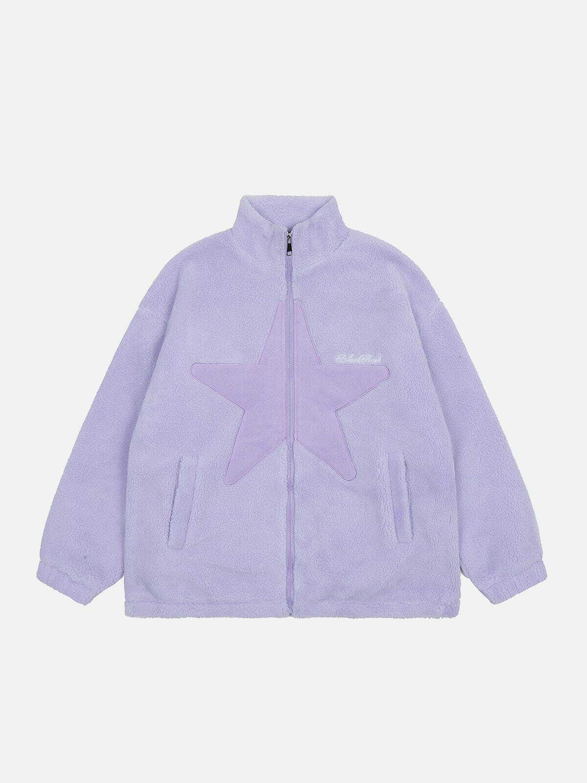 Cozy Star Sherpa Winter Coat - Y2K Aesthetic, Grunge Style, Cute Layering Essential