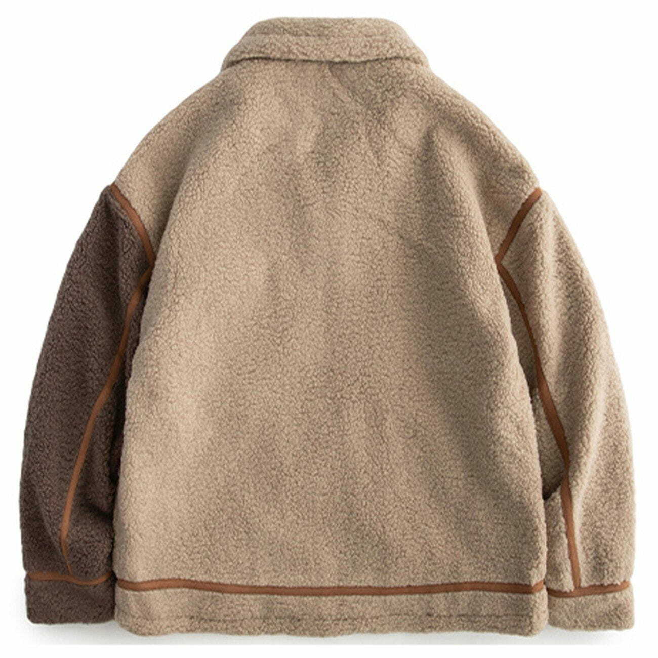 Cozy Stitching Stripes Sherpa Winter Coat - Y2K Aesthetic, Grunge Style, Comfy Layering