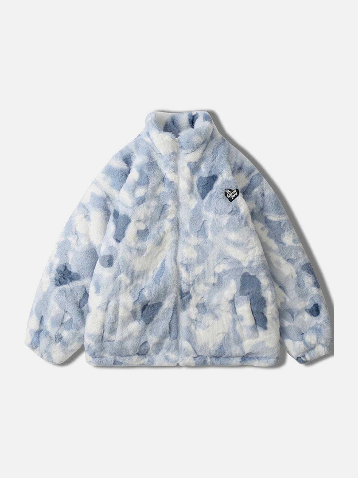 Cozy Tie-Dye Heart Sherpa Hoodie - Y2K Fashion Essential for Aesthetic Outfits