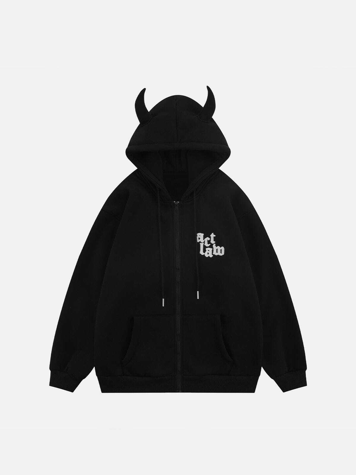 Devil Head Hoodie - Y2K Grunge Aesthetic, Cute Comfy Hoodie for Edgy Style Lovers