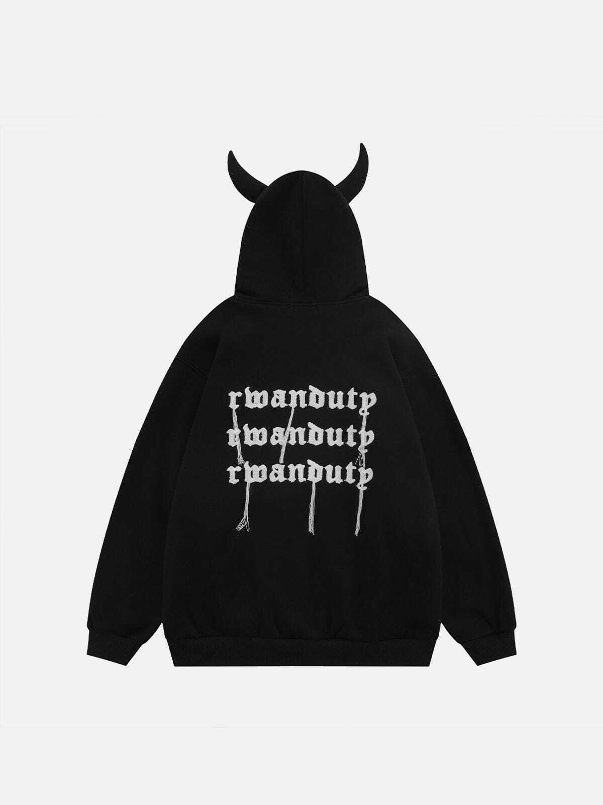 Devil Head Hoodie - Y2K Grunge Aesthetic, Cute Comfy Hoodie for Edgy Style Lovers