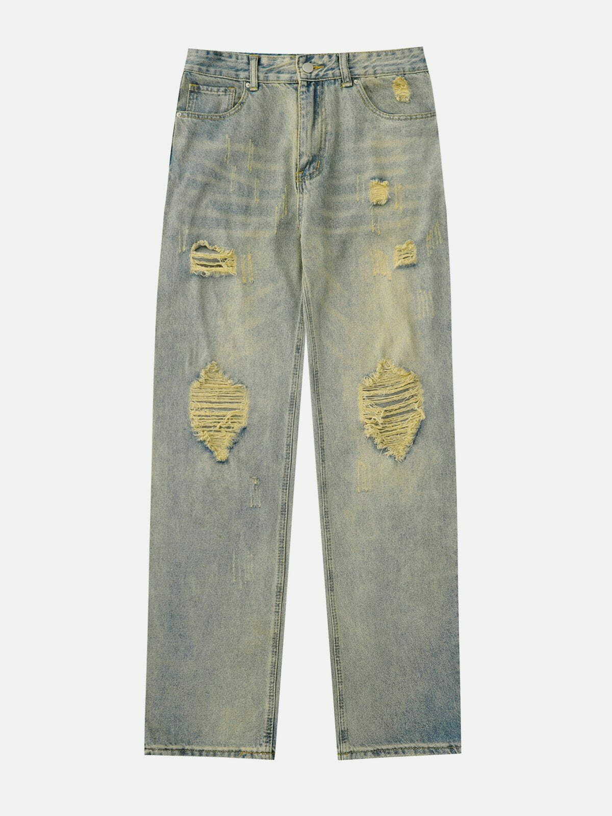 Distressed Washed Jeans for Y2K Fashion Lovers - Embrace Grunge Aesthetic & Coquette Style