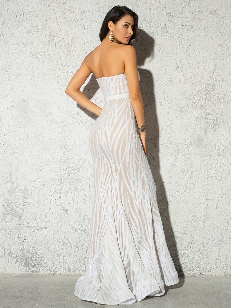 Elegant White Strapless Long Dress - Y2K Aesthetic, Coquette Style, Perfect for Bridesmaids