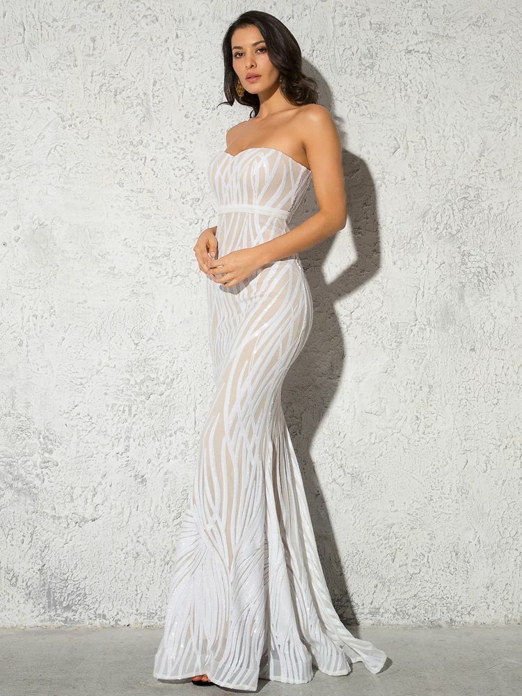 Elegant White Strapless Long Dress - Y2K Aesthetic, Coquette Style, Perfect for Bridesmaids