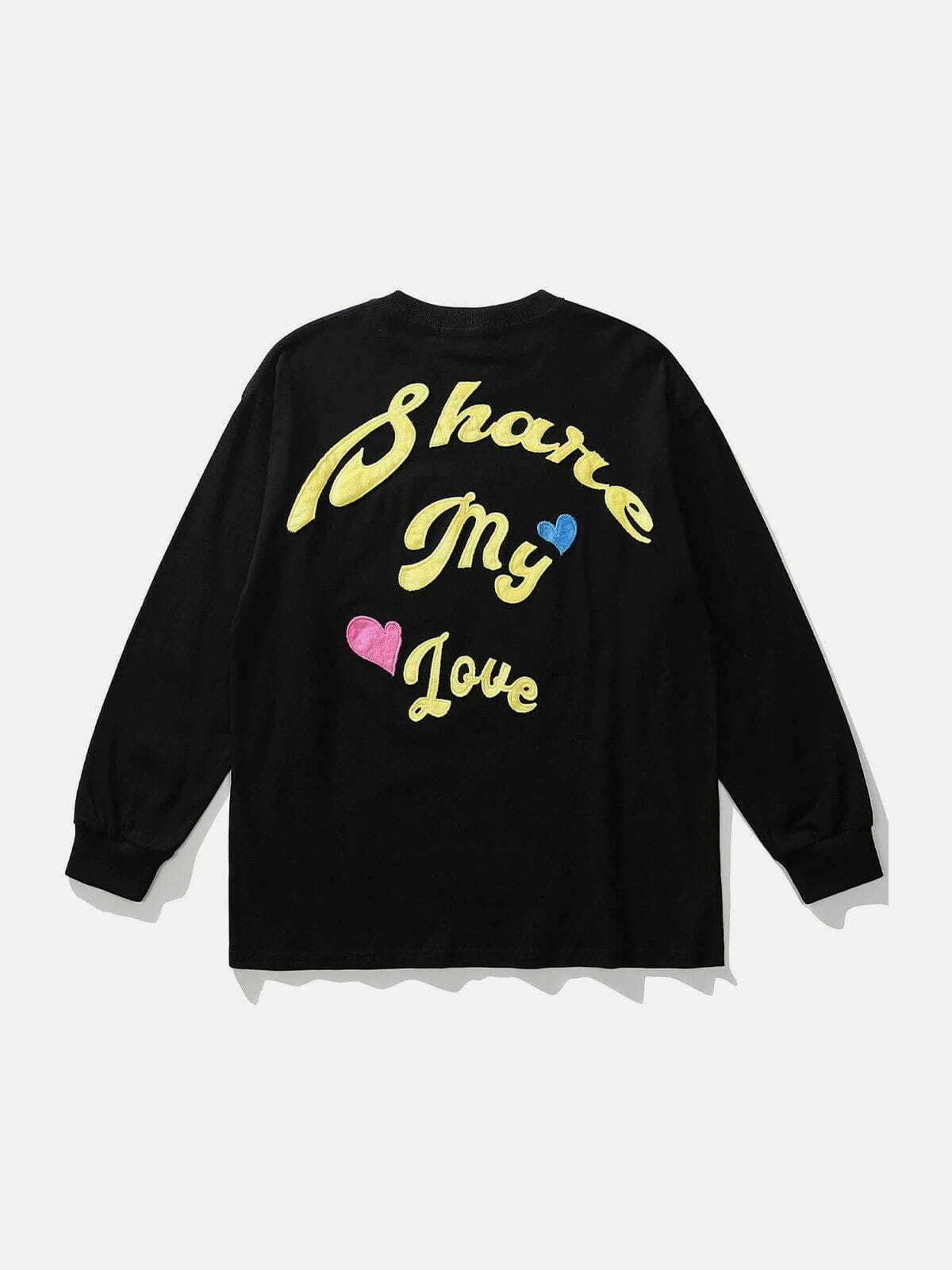 Embroidered Heart Long Sleeve Top - Y2K Fashion, Coquette Aesthetic, Cute Hoodies