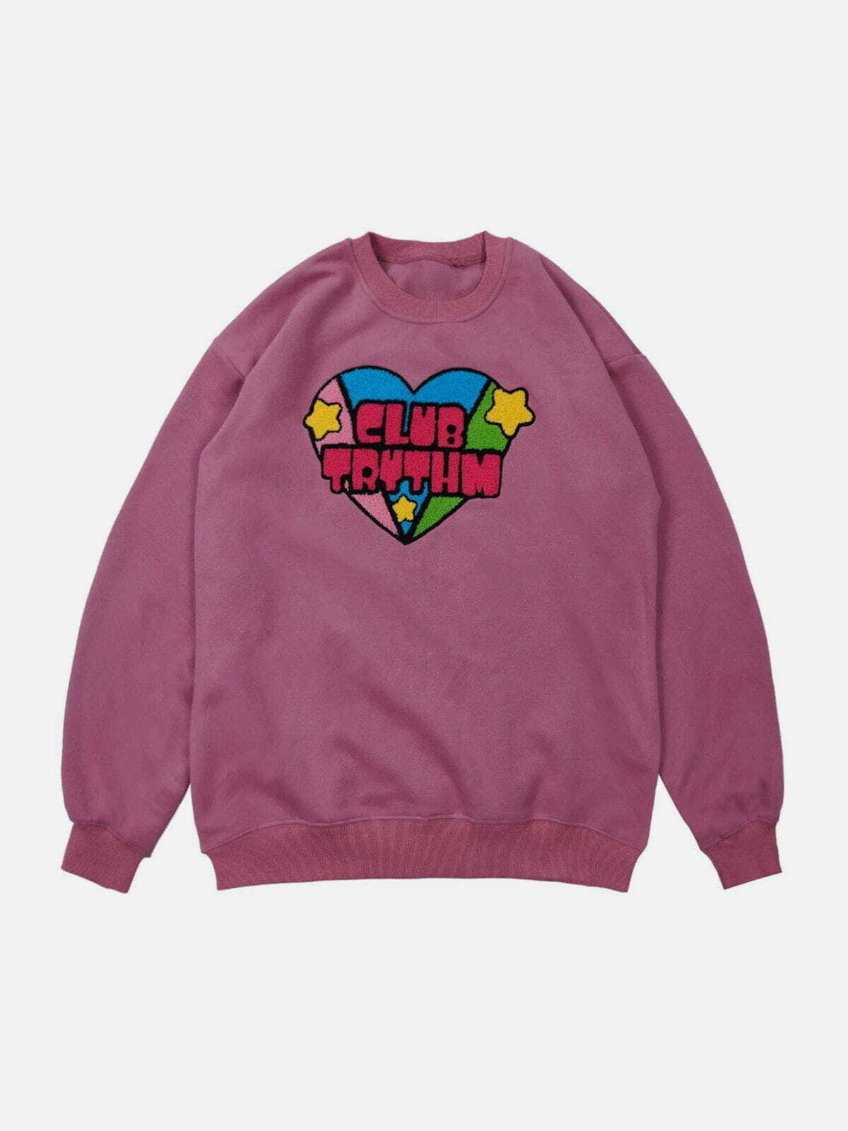 Embroidered Heart Sweatshirt - Y2K Fashion, Coquette Aesthetic, Cute Hoodies & Comfy Style