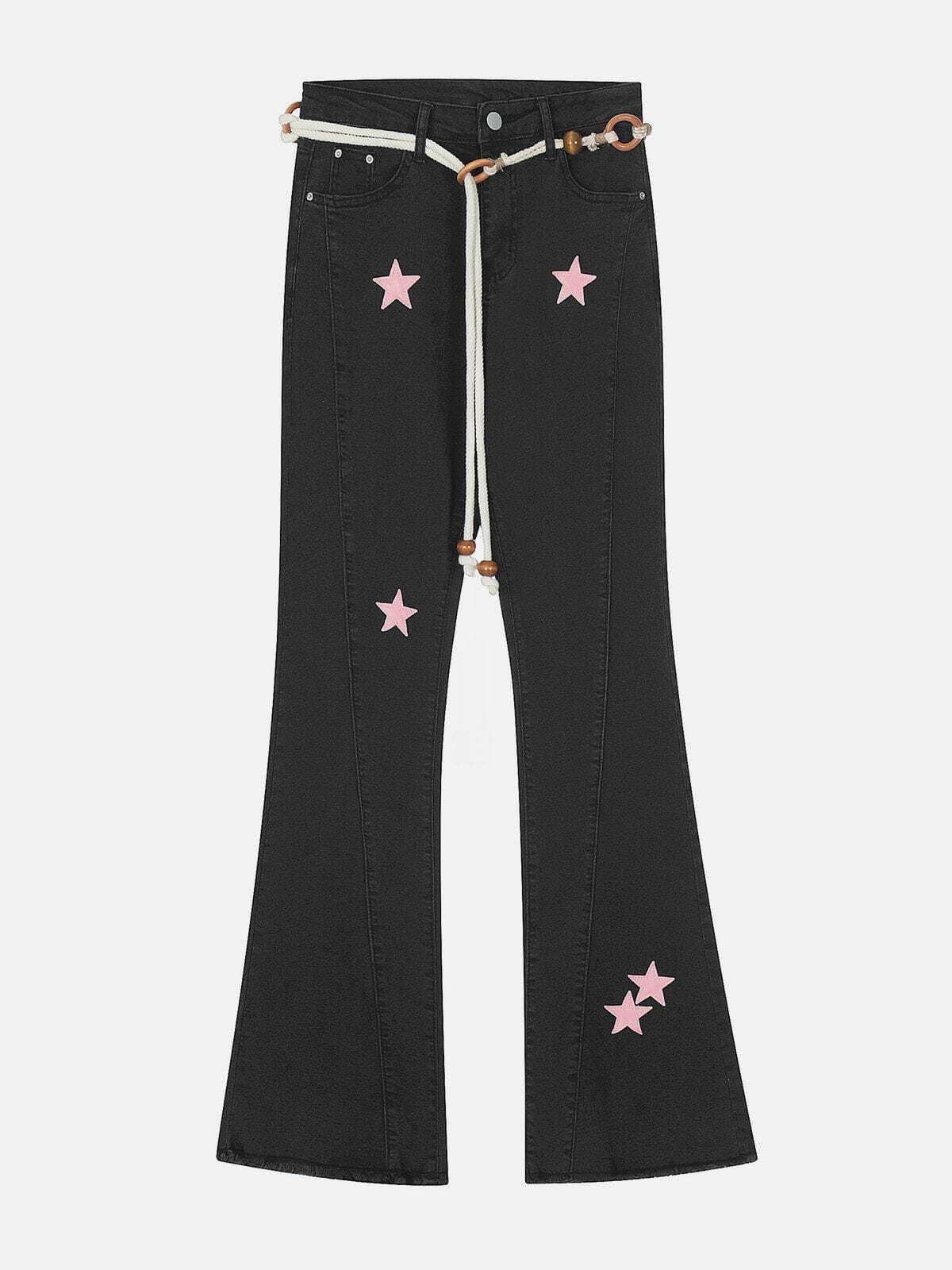 Embroidered Star Jeans - Y2K Fashion, Grunge Aesthetic, Cute Denim for Aesthetic Outfits