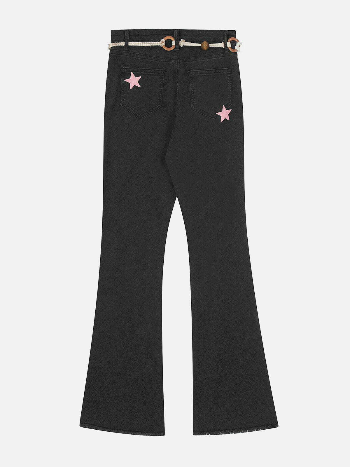 Embroidered Star Jeans - Y2K Fashion, Grunge Aesthetic, Cute Denim for Aesthetic Outfits