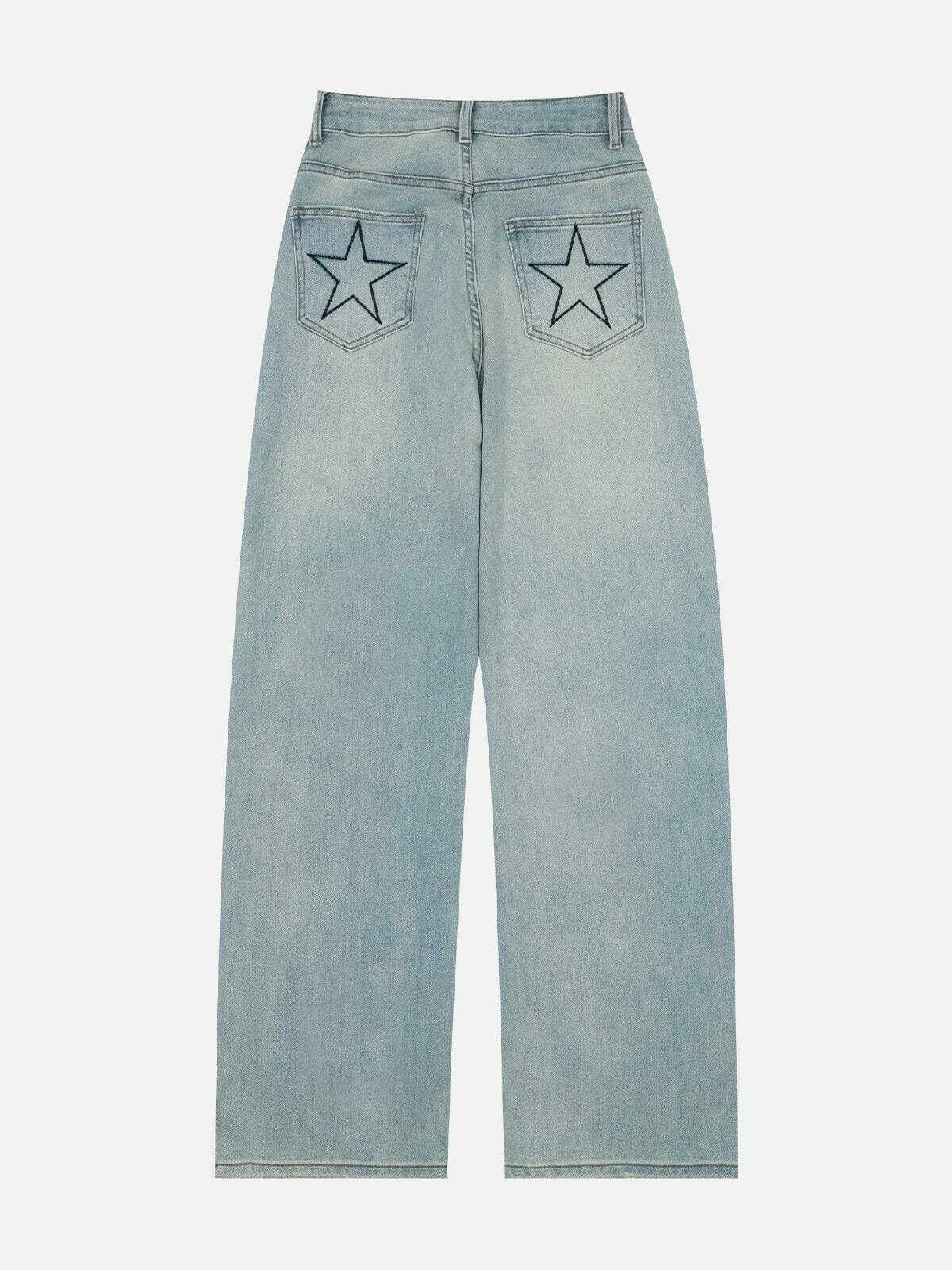 Embroidered Star Jeans: Y2K Fashion Meets Grunge Aesthetic for Trendy Outfits