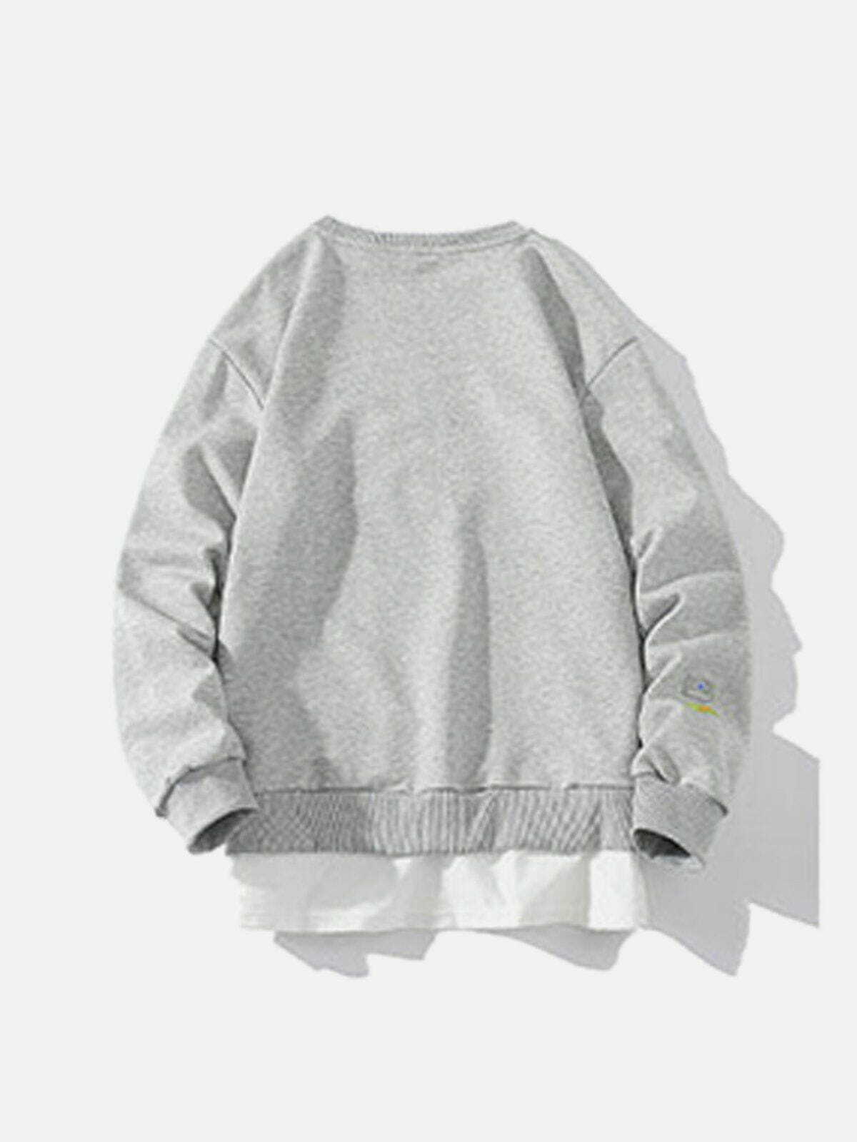 Faux Two-Piece Sweatshirt: Y2K Aesthetic Comfy Hoodie for Coquette & Grunge Styles