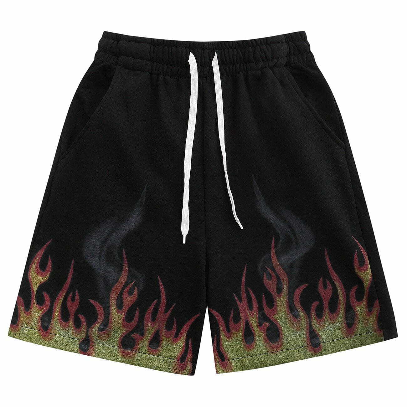 Flame Casual Shorts - Y2K Aesthetic, Grunge Style, Cute Tops, Comfy Summer Vibes