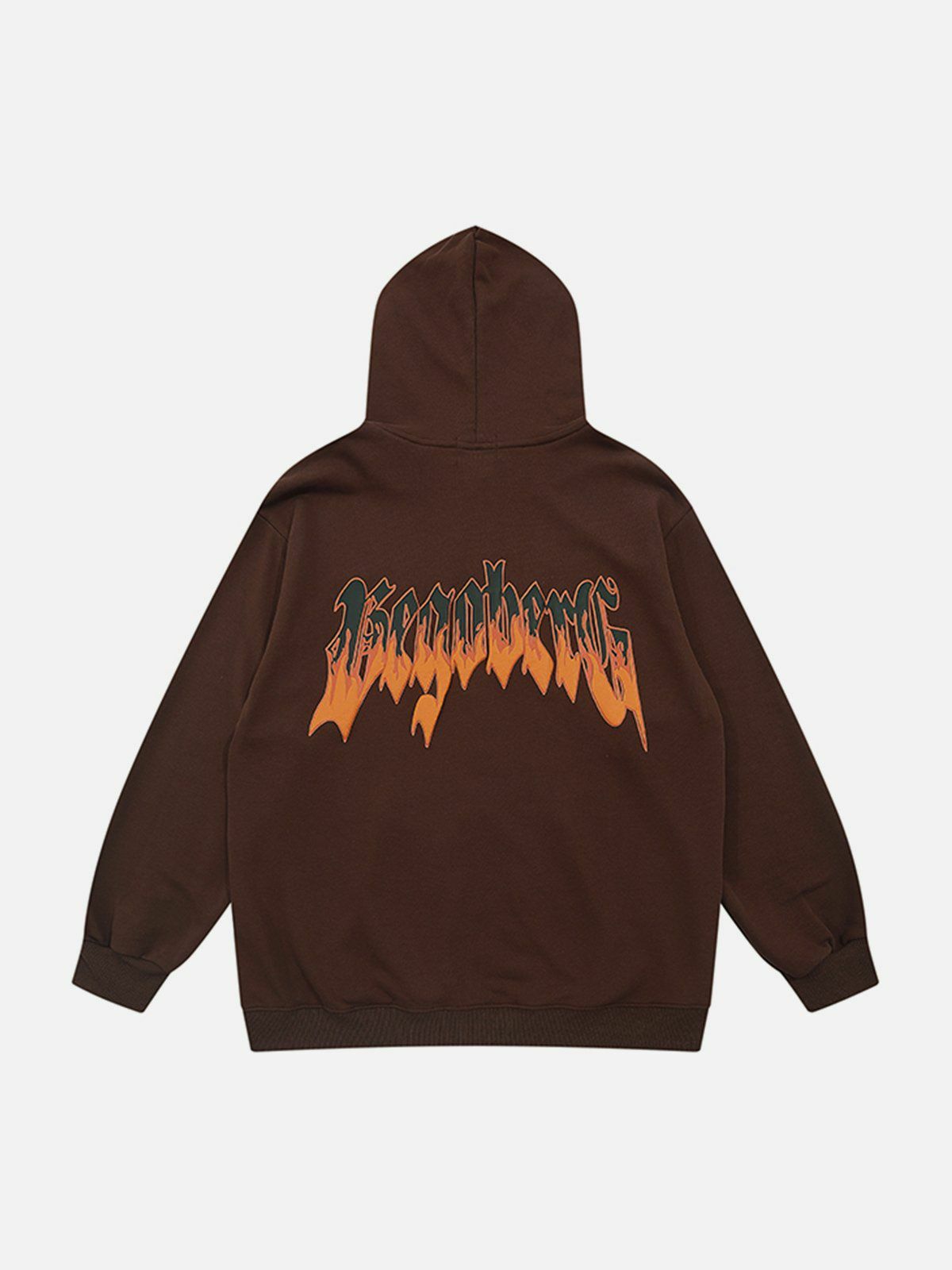 Flame Letters Foam Hoodie - Y2K Aesthetic, Comfy Grunge Style, Cute Tops for Every Look