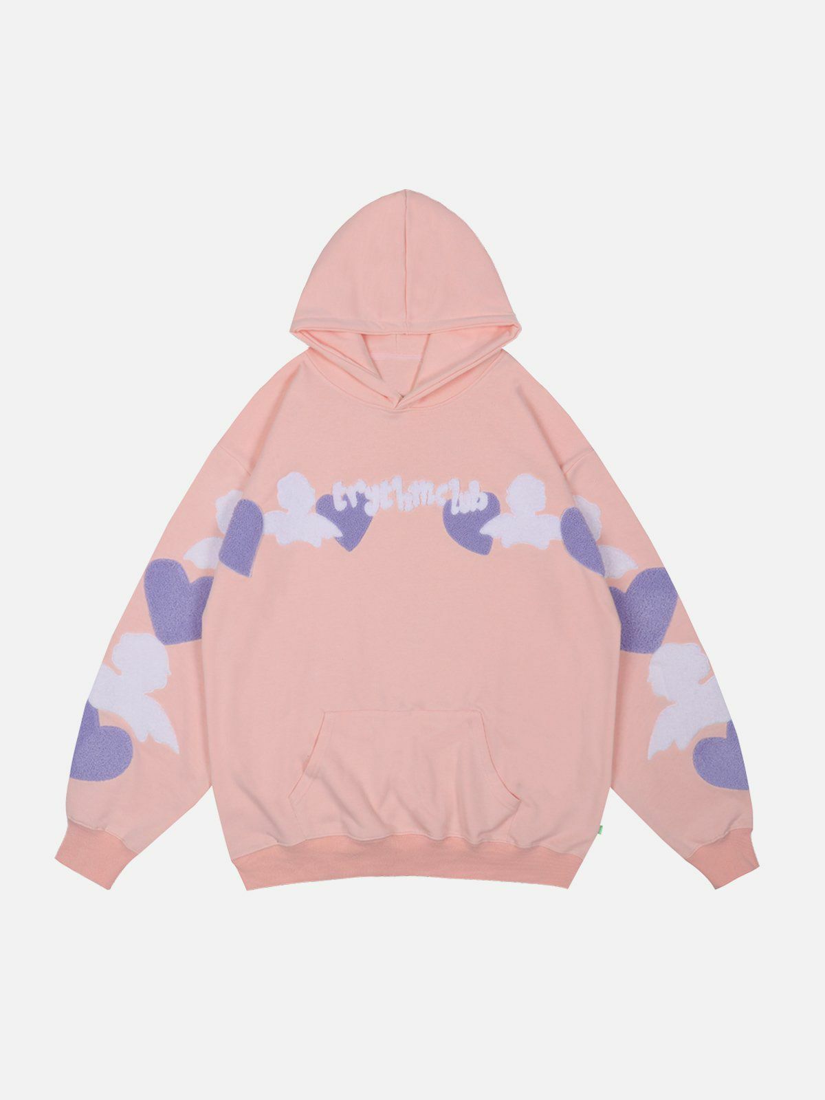 Flocked Heart Hoodie - Y2K Fashion Comfy Hoodie for Coquette Aesthetic & Grunge Style