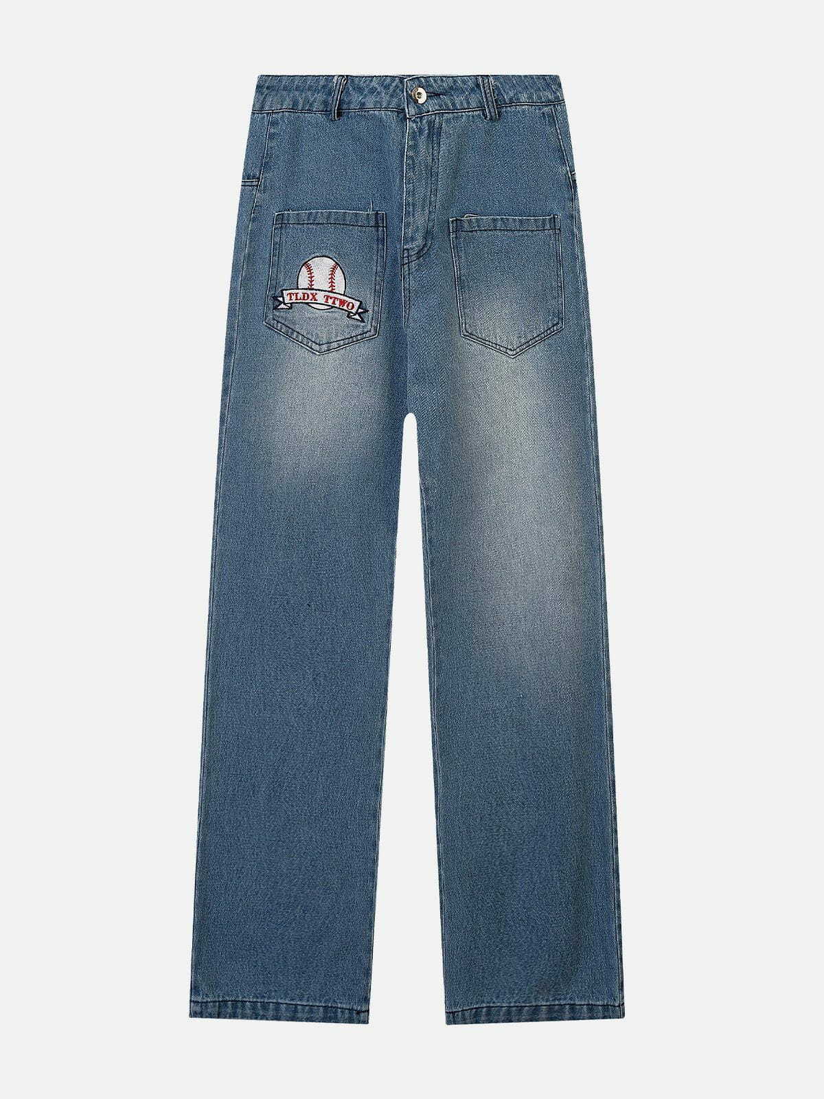 Flocked Letter Jeans: Y2K Fashion Meets Grunge Aesthetic for Trendy Outfits