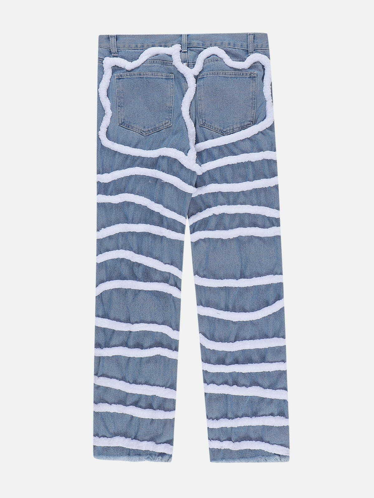 Flocked Line Design Jeans - Y2K Fashion, Grunge Aesthetic, Cute Tops, and Comfy Style