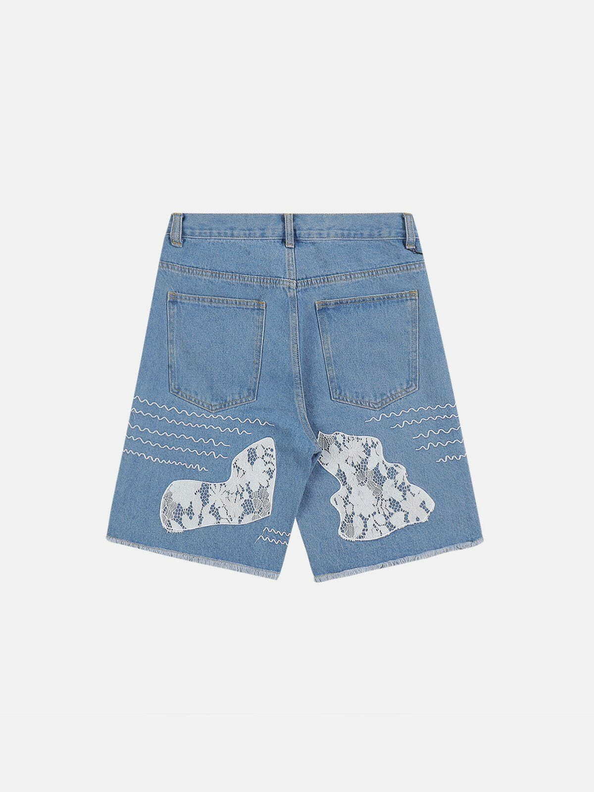 Flocking Star Denim Shorts - Y2K Aesthetic, Cute Grunge Style, Comfy Vintage Vibes