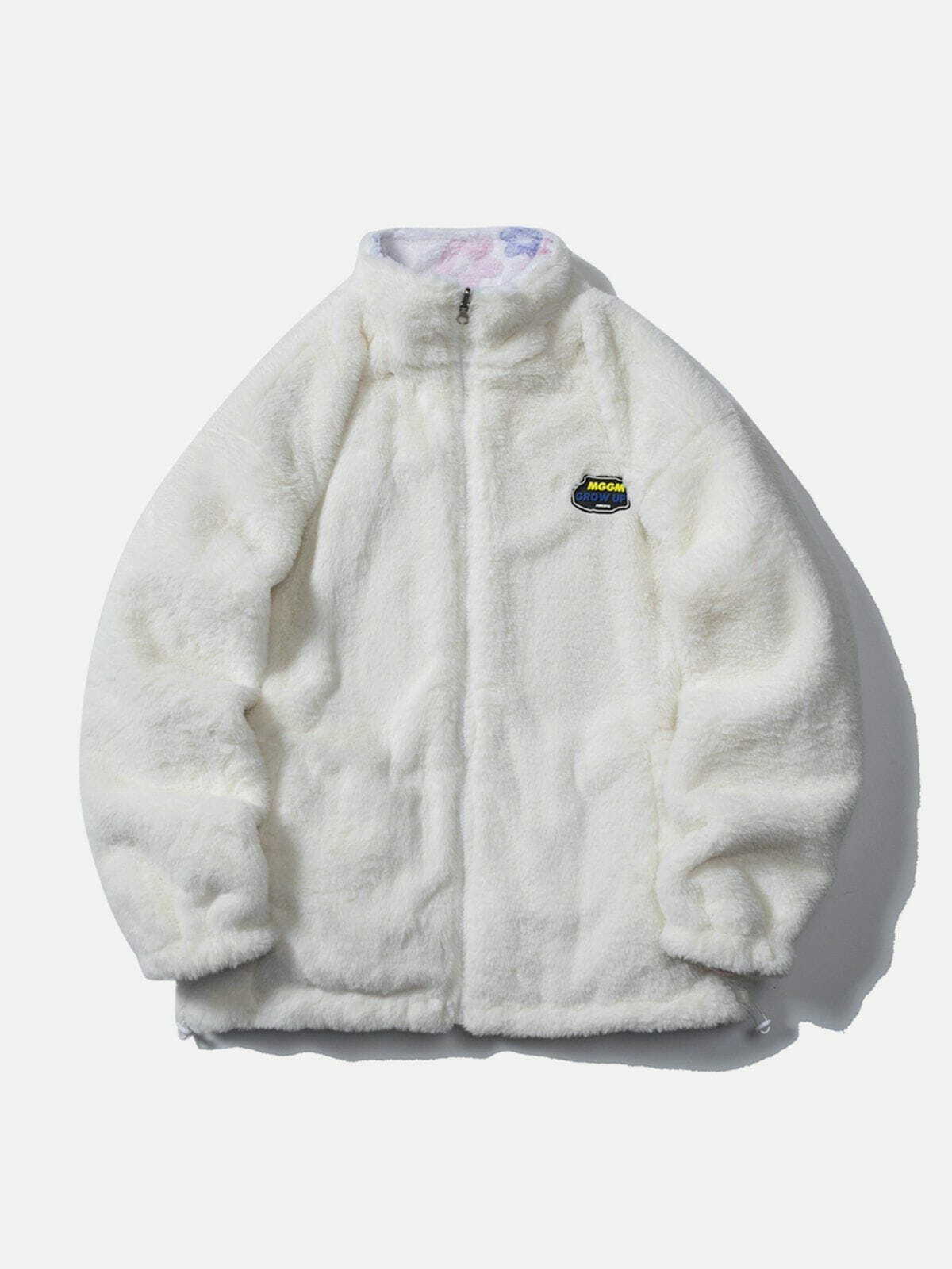 Floral Reversible Sherpa Winter Coat - Y2K Aesthetic Outerwear for Cozy Fall Vibes