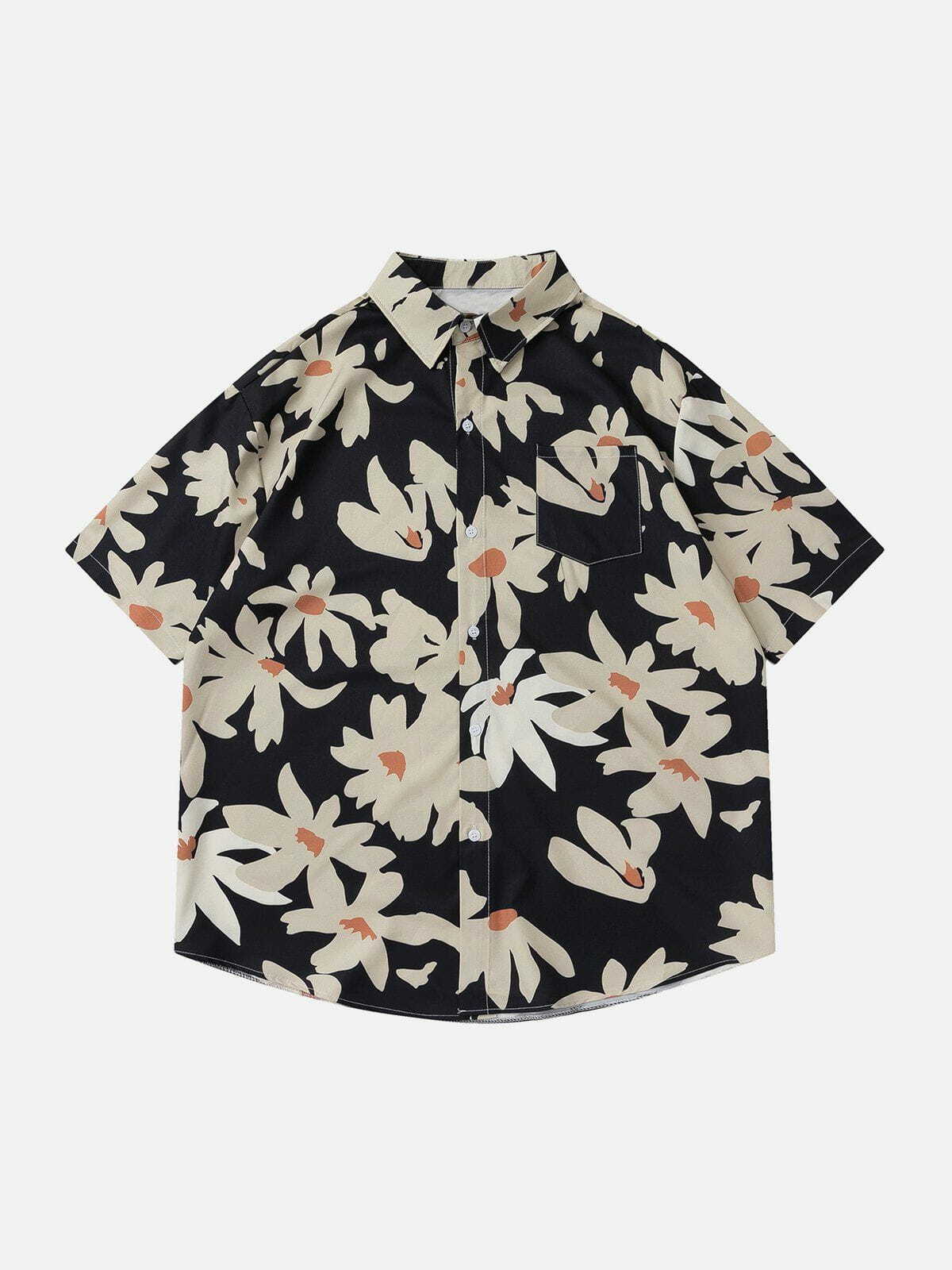 Floral Y2K Aesthetic Short Sleeve Shirt - Cute Tops for Coquette & Grunge Styles