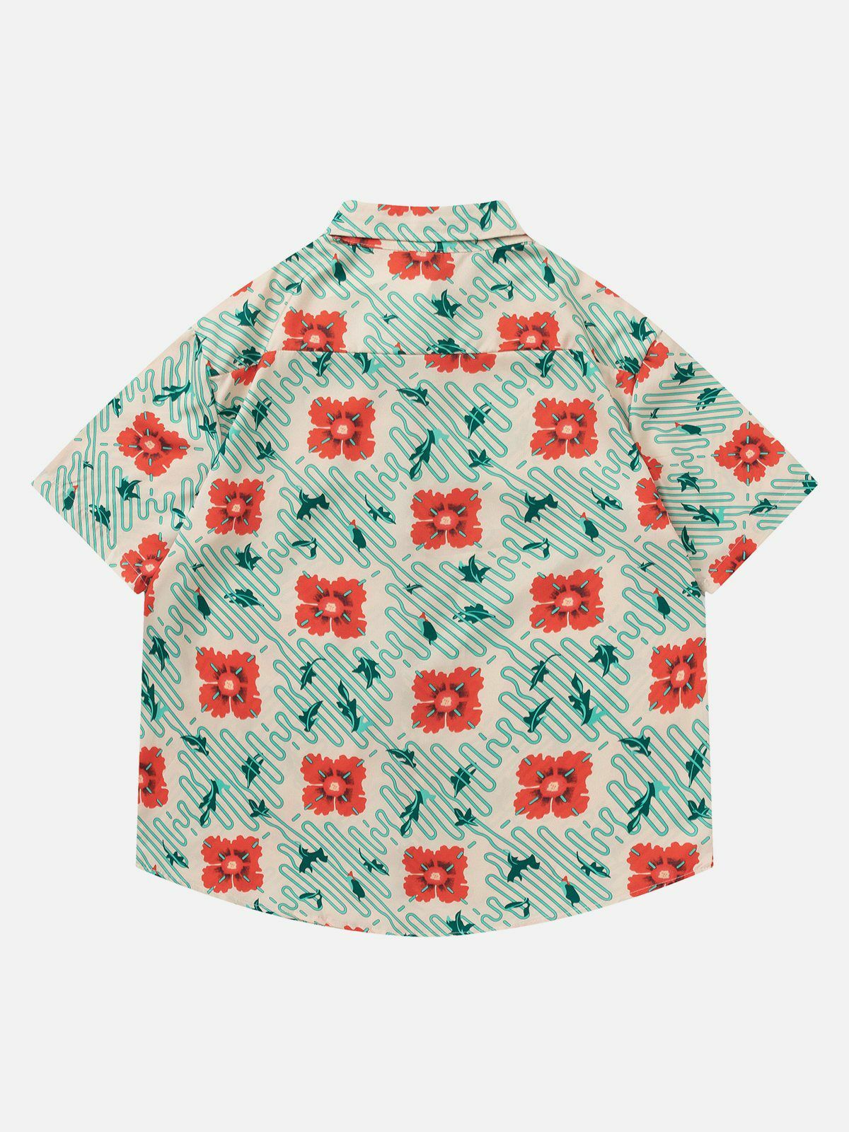 Flower Element All-over Print Short Sleeve Shirt - Y2K Aesthetic Cute Top for Stylish Looks