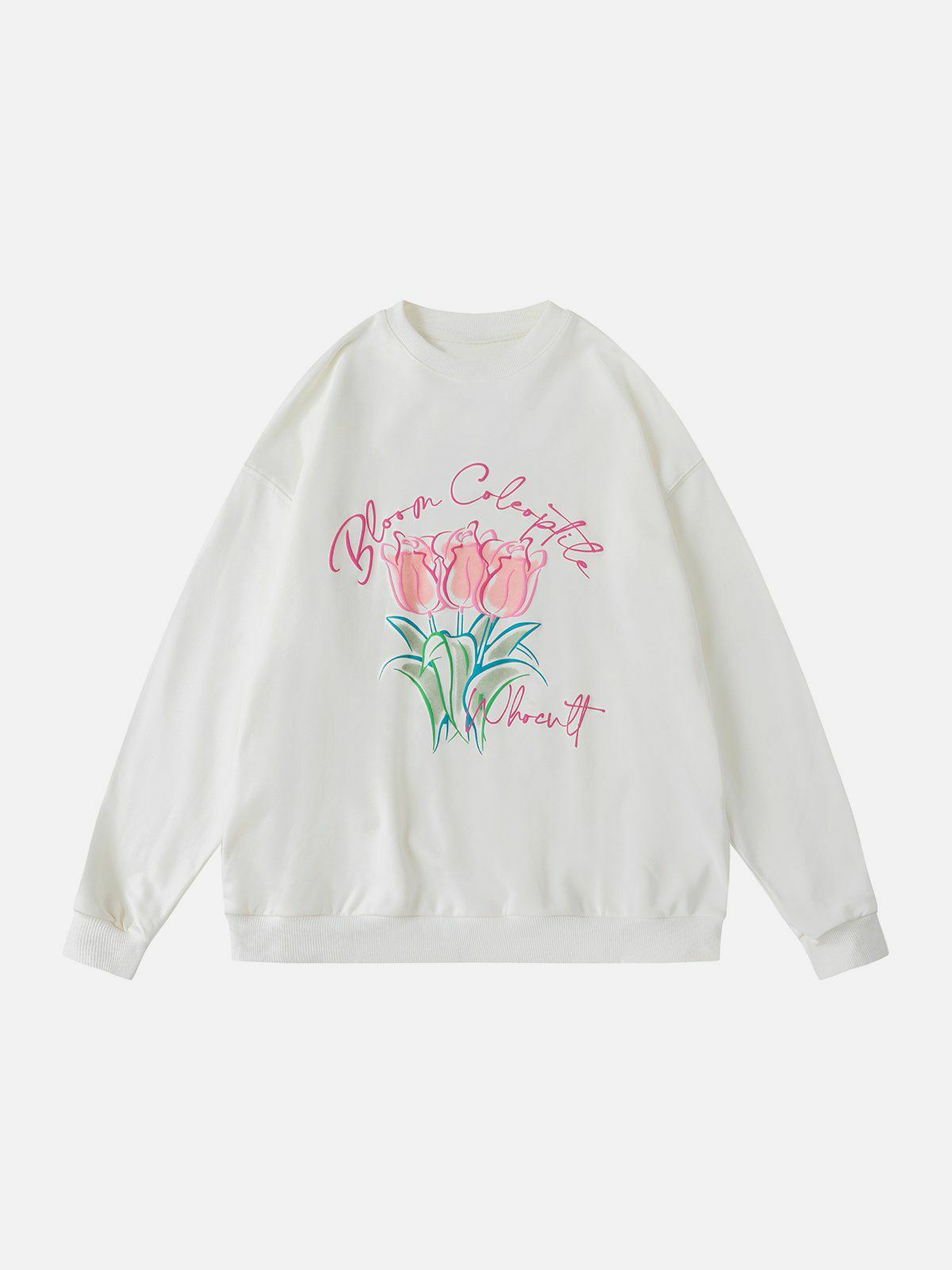 Flower Pattern Print Y2K Hoodie - Cute Pastel Goth Aesthetic for Cozy Vibes