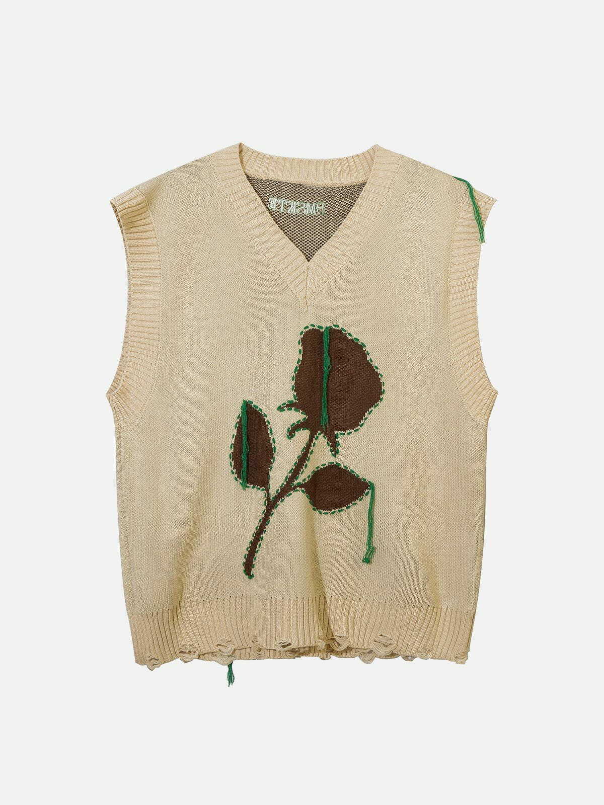 Flower Ribbon Sweater Vest - Y2K Aesthetic Knitwear for Coquette & Grunge Styles