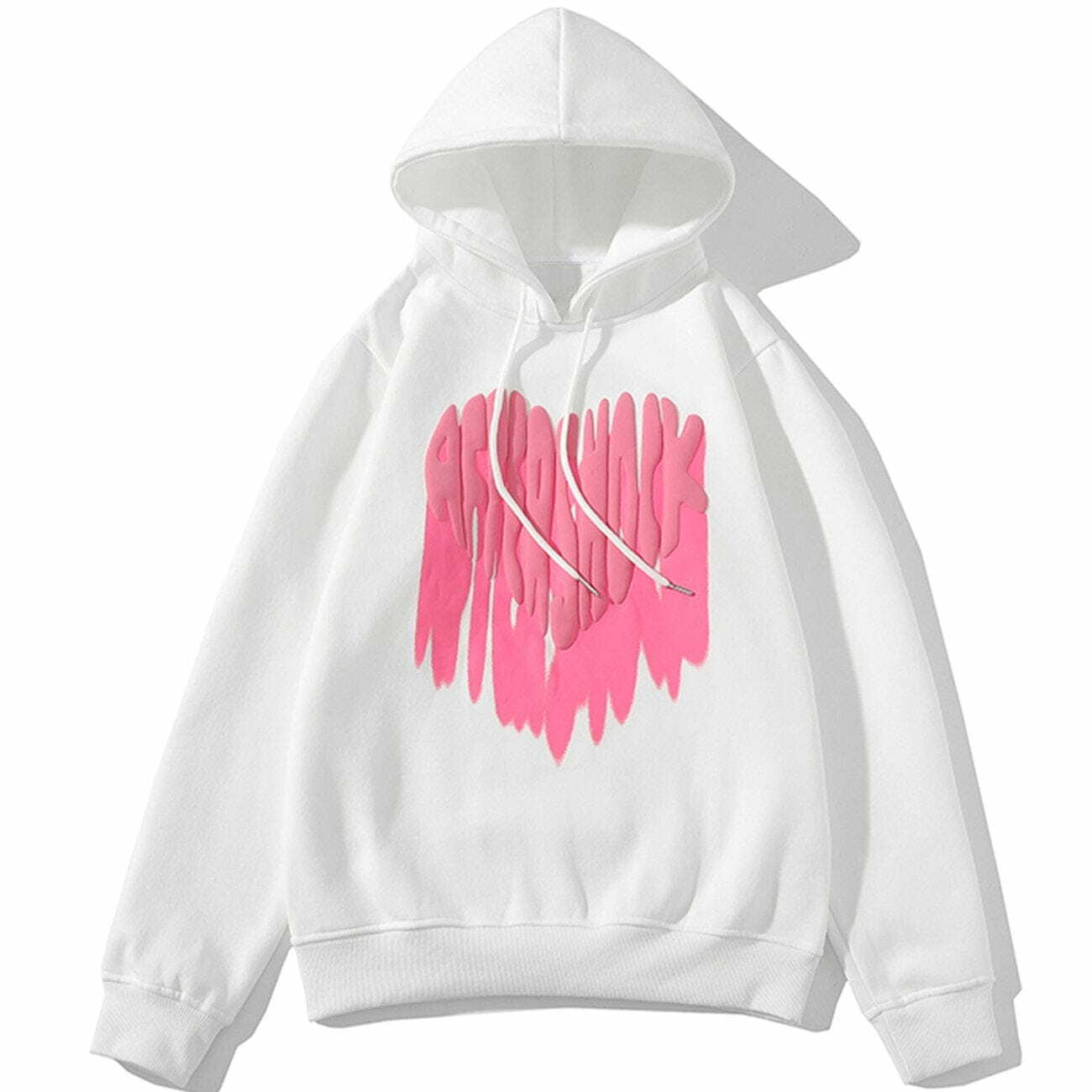 Foam Heart Print Y2K Hoodie - Cute Pastel Goth Aesthetic for Comfy Grunge Style