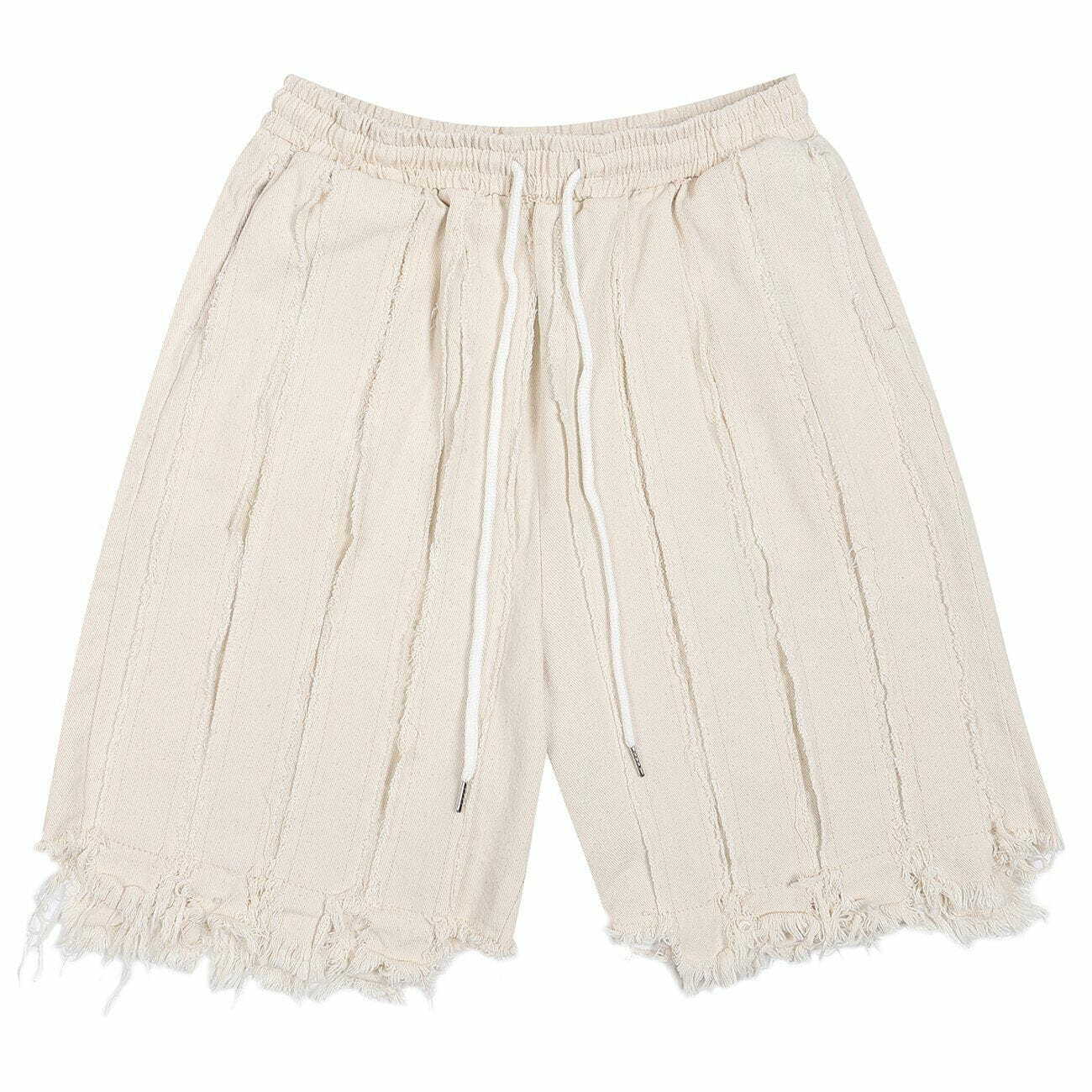 Fringed Drawstring Shorts - Y2K Fashion, Grunge Aesthetic, Cute Summer Outfits