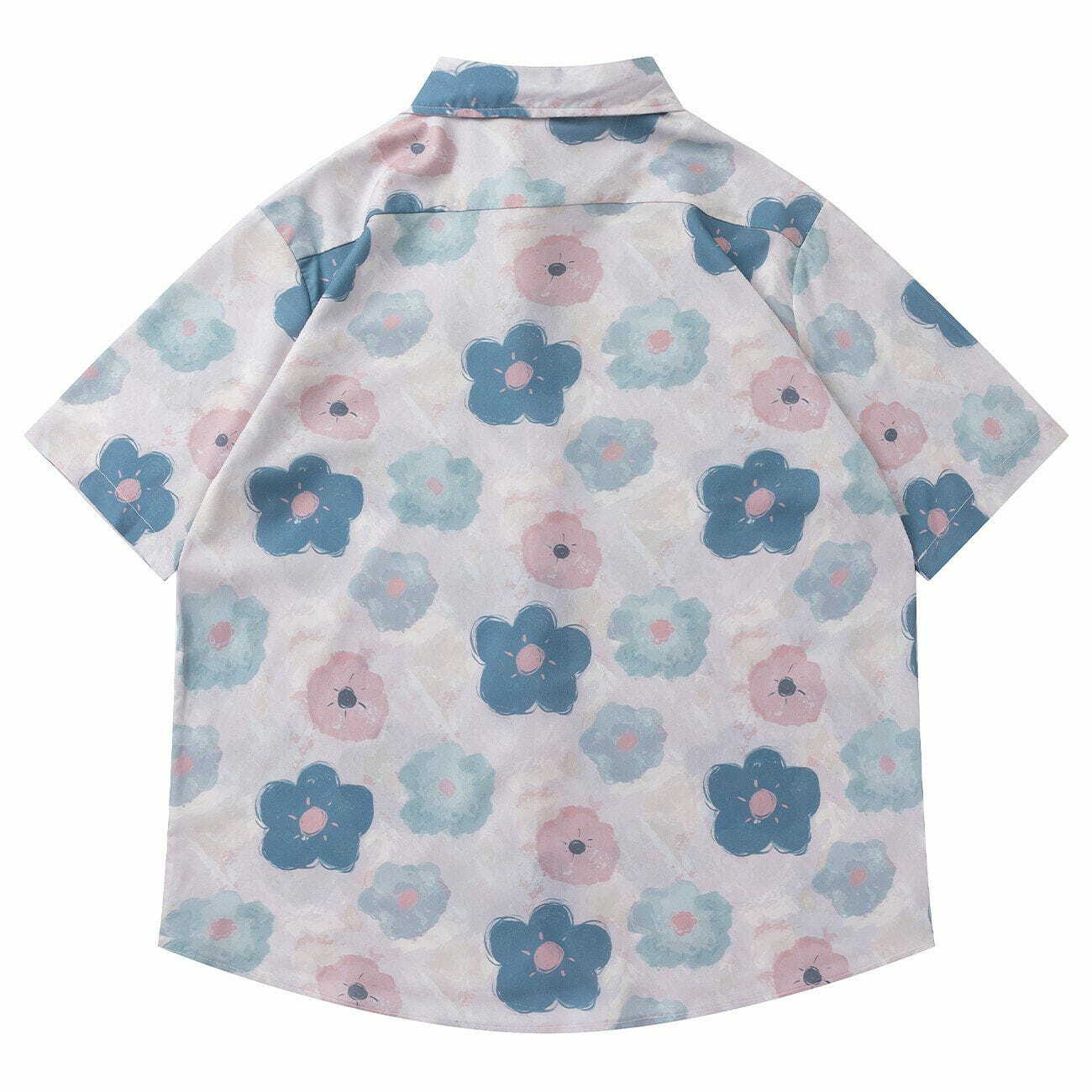 Full Floral Print Short Sleeve Shirt - Y2K Aesthetic, Cute Tops for Coquette & Grunge Styles