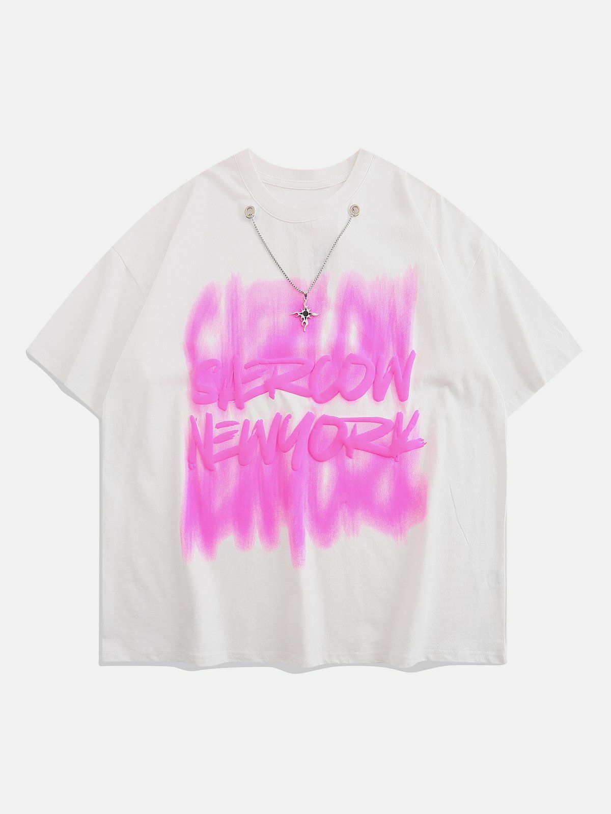 Fuzzy Letters Tee - Y2K Fashion Cute Top for Coquette Aesthetic & Grunge Style Lovers