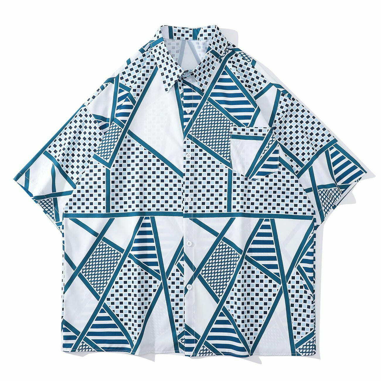 Geometric Figure Short Sleeve Shirt - Y2K Aesthetic Top for Grunge & Coquette Styles